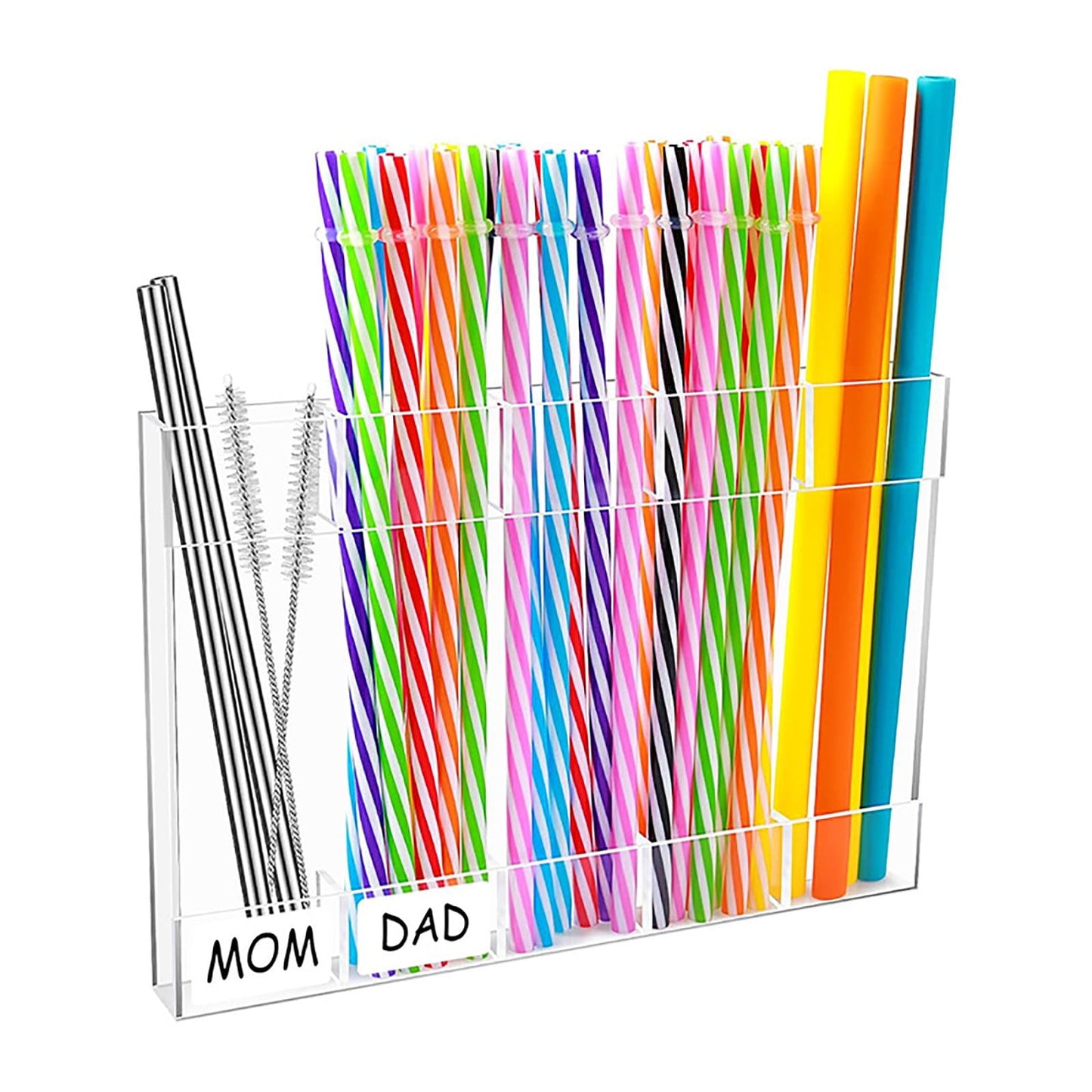 Tyidzon Acrylic Straw Holder for Cabinet, Reusable Tumbler Straw Organizer Storage Container Straw Holder for Counter Cabinet Cupboard Kitchen Clear