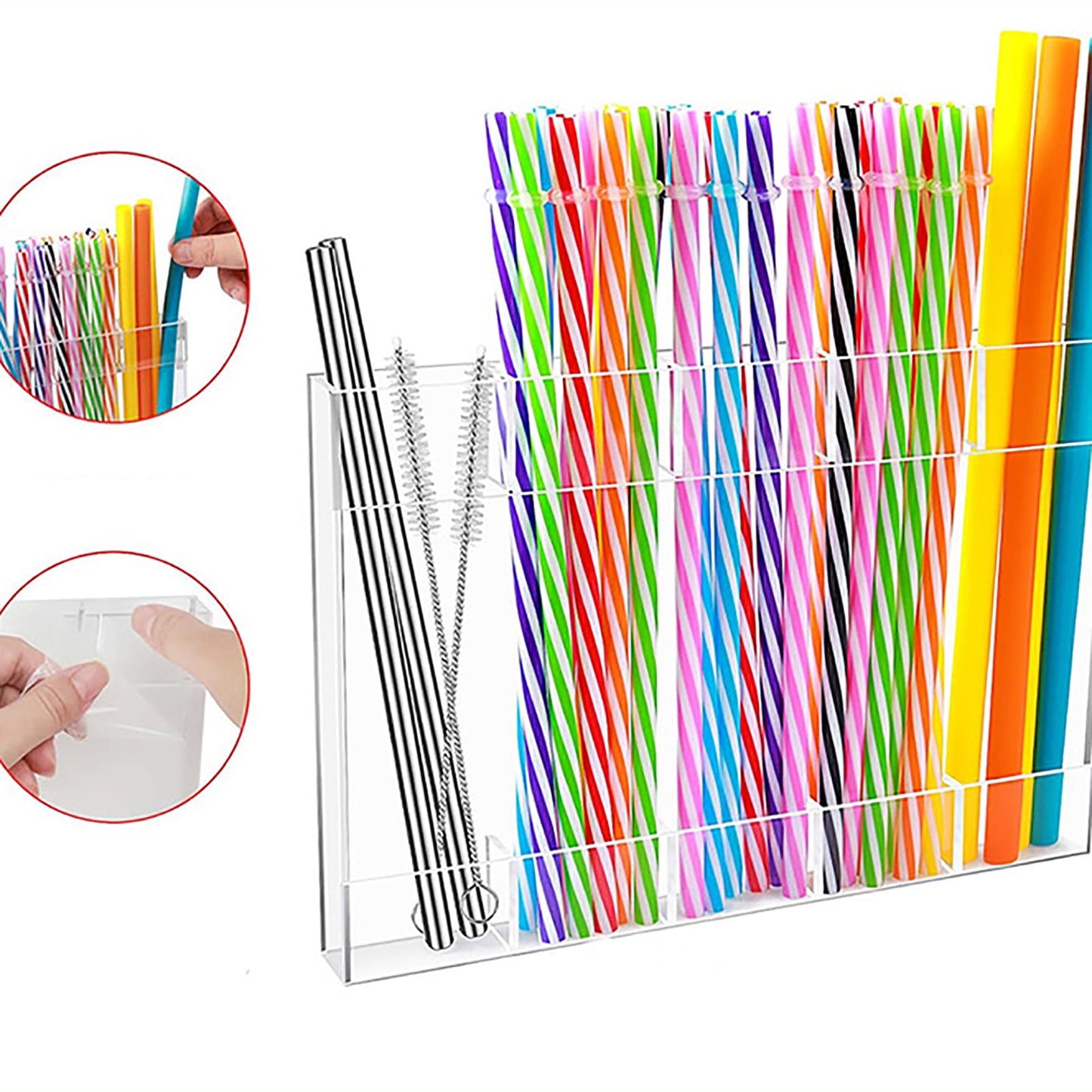 Tyidzon Acrylic Straw Holder for Cabinet, Reusable Tumbler Straw Organizer Storage Container Straw Holder for Counter Cabinet Cupboard Kitchen Clear