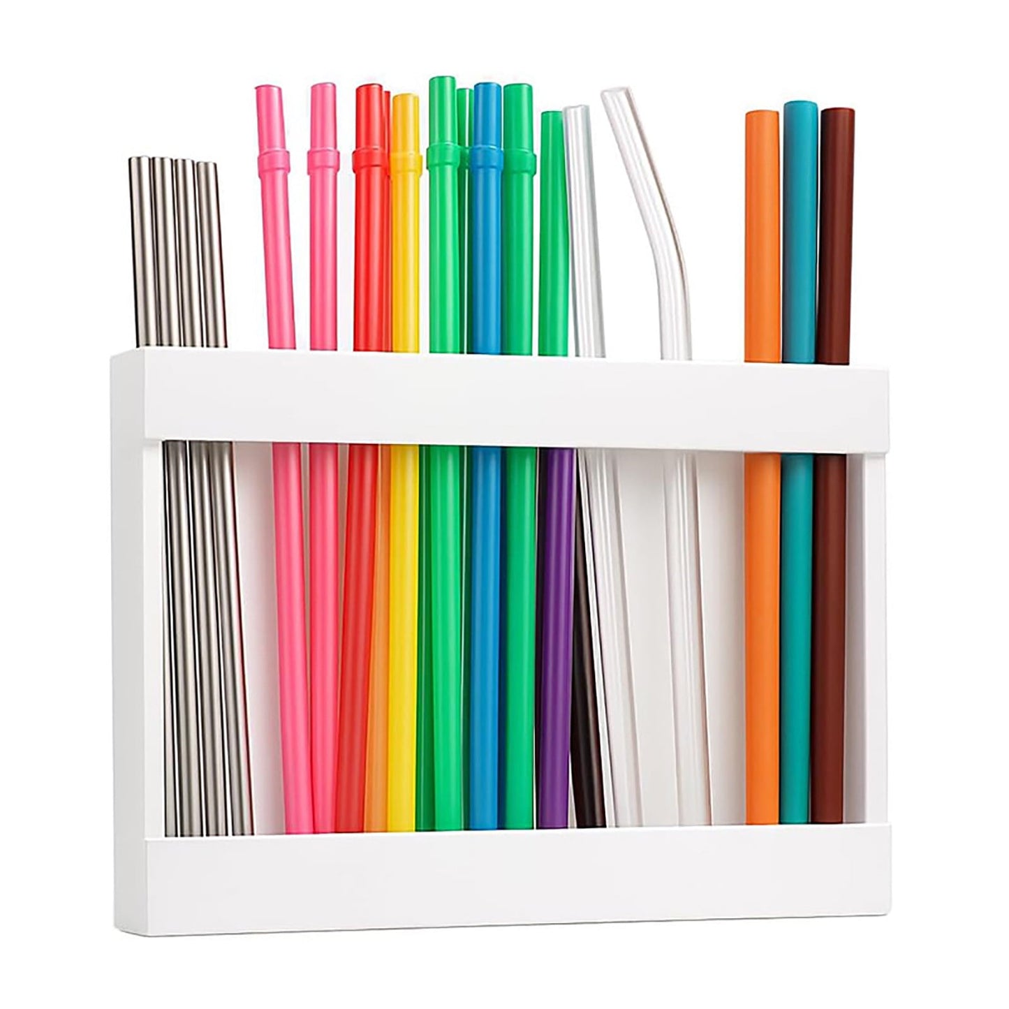 Tyidzon Acrylic Straw Holder for Cabinet, Reusable Tumbler Straw Organizer Storage Container Straw Holder for Counter Cabinet Cupboard Kitchen White