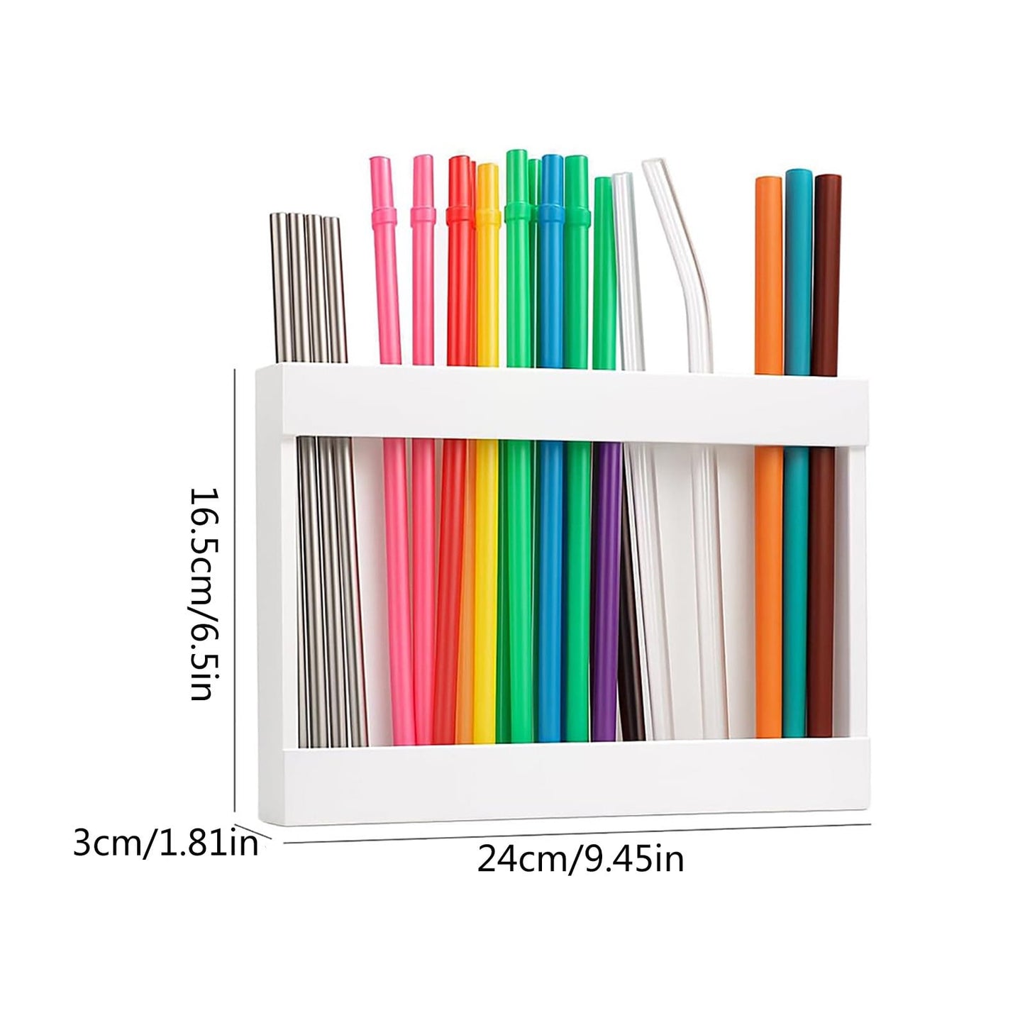 Tyidzon Acrylic Straw Holder for Cabinet, Reusable Tumbler Straw Organizer Storage Container Straw Holder for Counter Cabinet Cupboard Kitchen White
