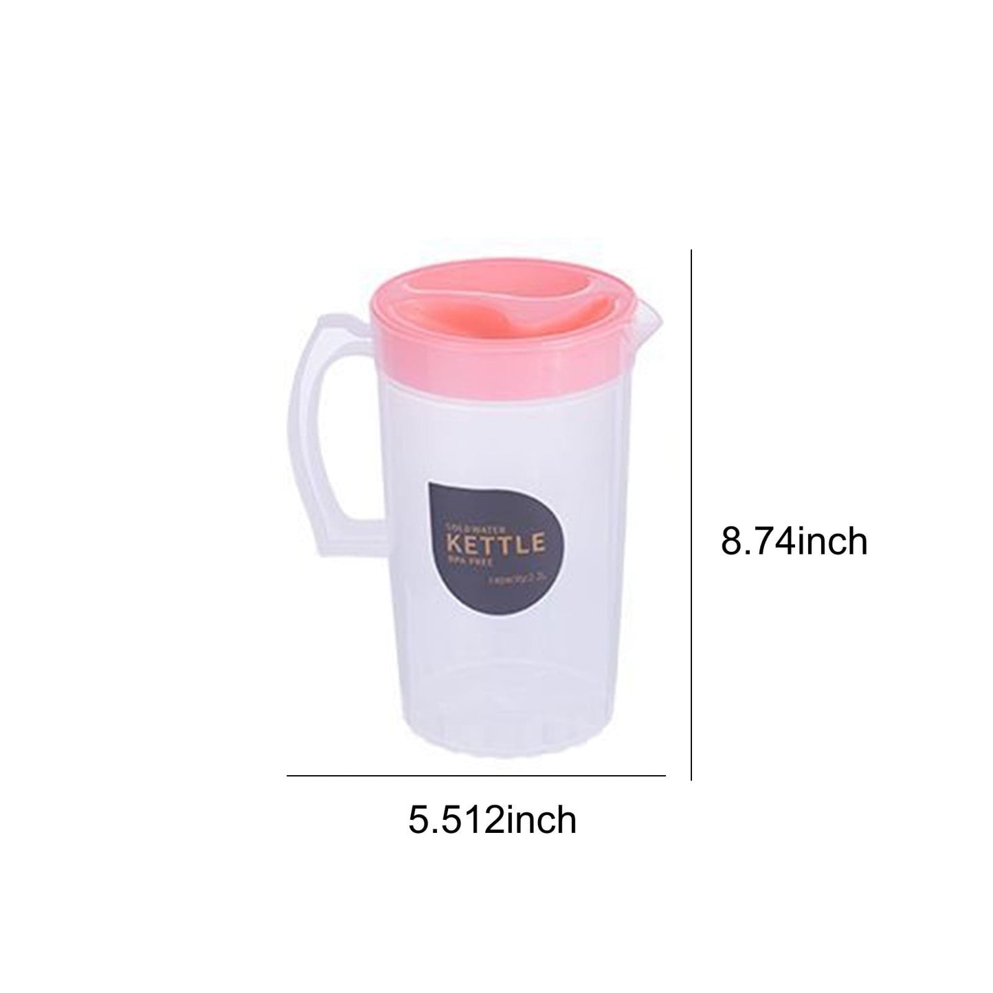 PALIFEUR Water Pitcher with Lid, 2.2 L Plastic Pitcher for Tea & Juice Water, Hot/Cold Water Jug, Tea Pitcher, Juice Pitcher for Kitchen Living Room, 8.74" x 5.52 Pink