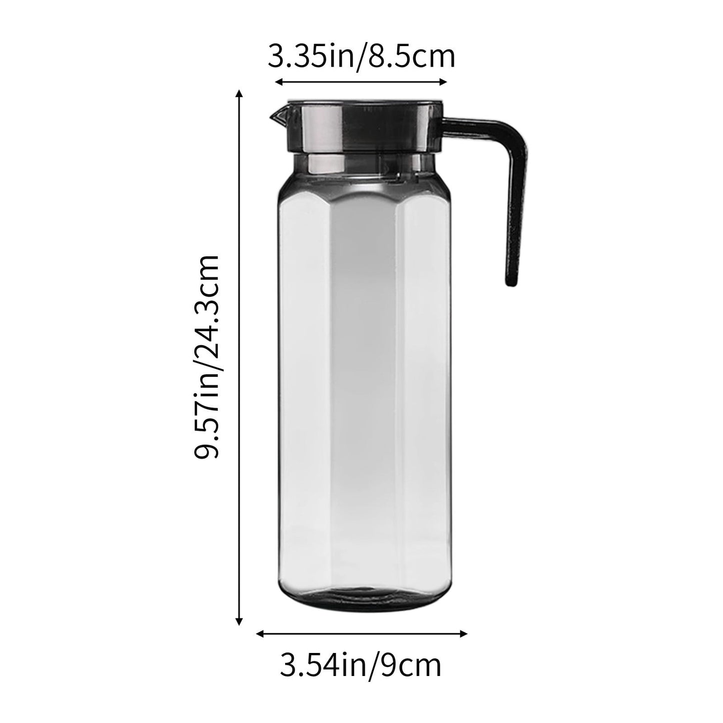 PALIFEUR Water Pitcher with Lid, 2 L Plastic Pitcher for Tea & Juice Water, Hot/Cold Water Jug, Tea Pitcher, Juice Pitcher, 13.5 x 7.2 x 4.7 Inch Z-2-Gray