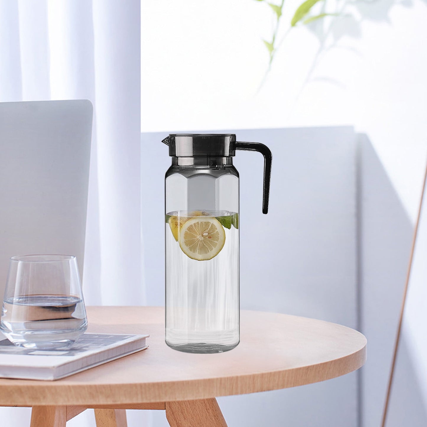 PALIFEUR Water Pitcher with Lid, 2 L Plastic Pitcher for Tea & Juice Water, Hot/Cold Water Jug, Tea Pitcher, Juice Pitcher, 13.5 x 7.2 x 4.7 Inch Z-2-Gray