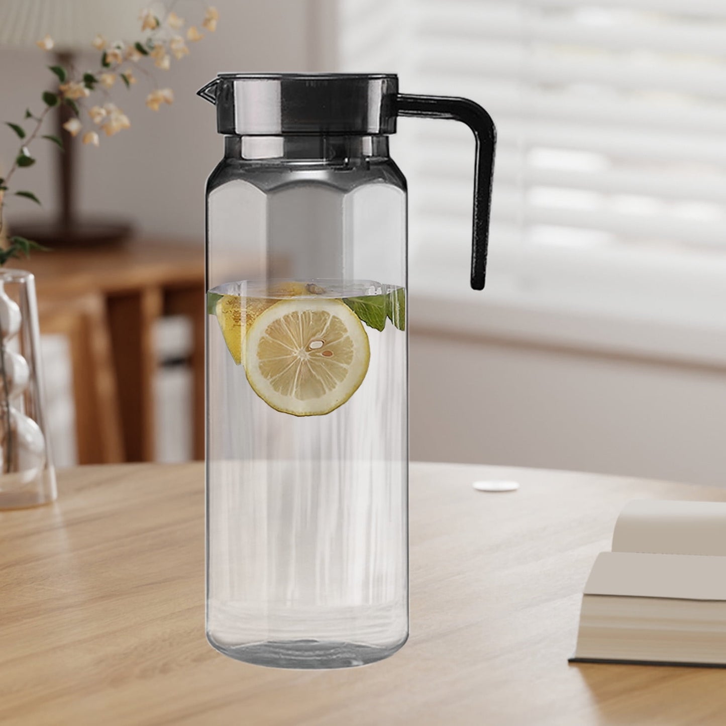 PALIFEUR Water Pitcher with Lid, 2 L Plastic Pitcher for Tea & Juice Water, Hot/Cold Water Jug, Tea Pitcher, Juice Pitcher, 13.5 x 7.2 x 4.7 Inch Z-2-Gray