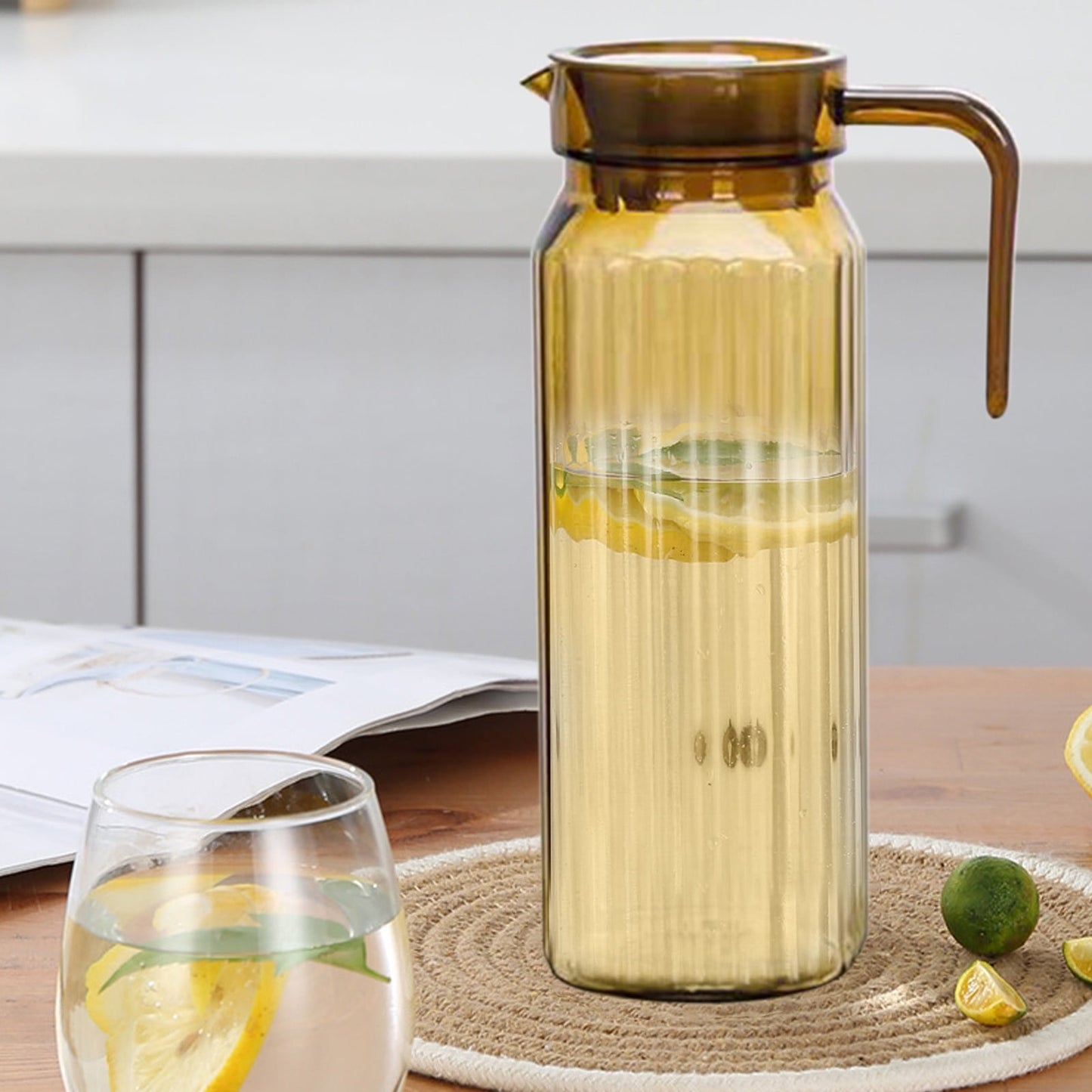 PALIFEUR Water Pitcher with Lid, 2 L Plastic Pitcher for Tea & Juice Water, Hot/Cold Water Jug, Tea Pitcher, Juice Pitcher, 13.5 x 7.2 x 4.7 Inch Z-3-Coffee