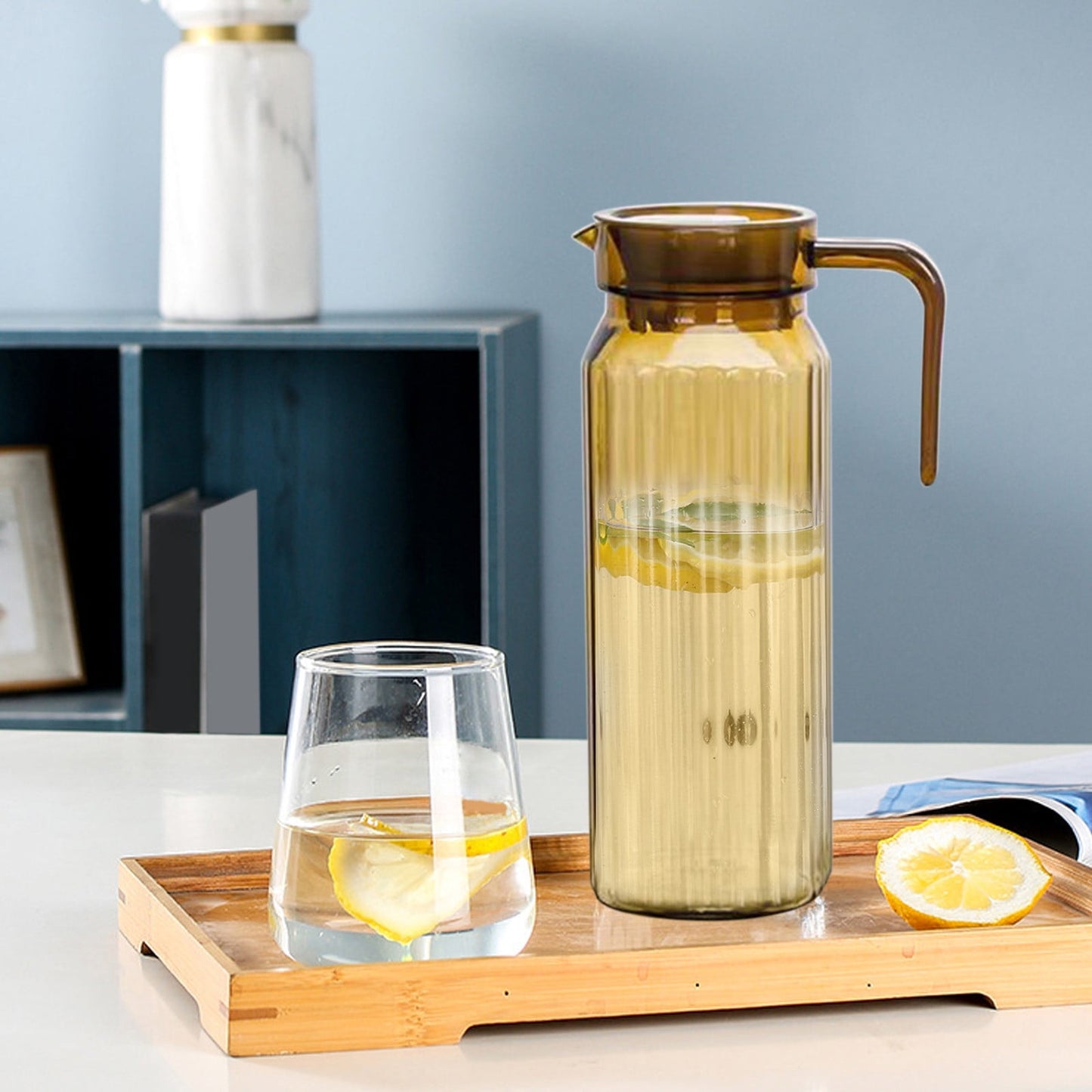 PALIFEUR Water Pitcher with Lid, 2 L Plastic Pitcher for Tea & Juice Water, Hot/Cold Water Jug, Tea Pitcher, Juice Pitcher, 13.5 x 7.2 x 4.7 Inch Z-3-Coffee