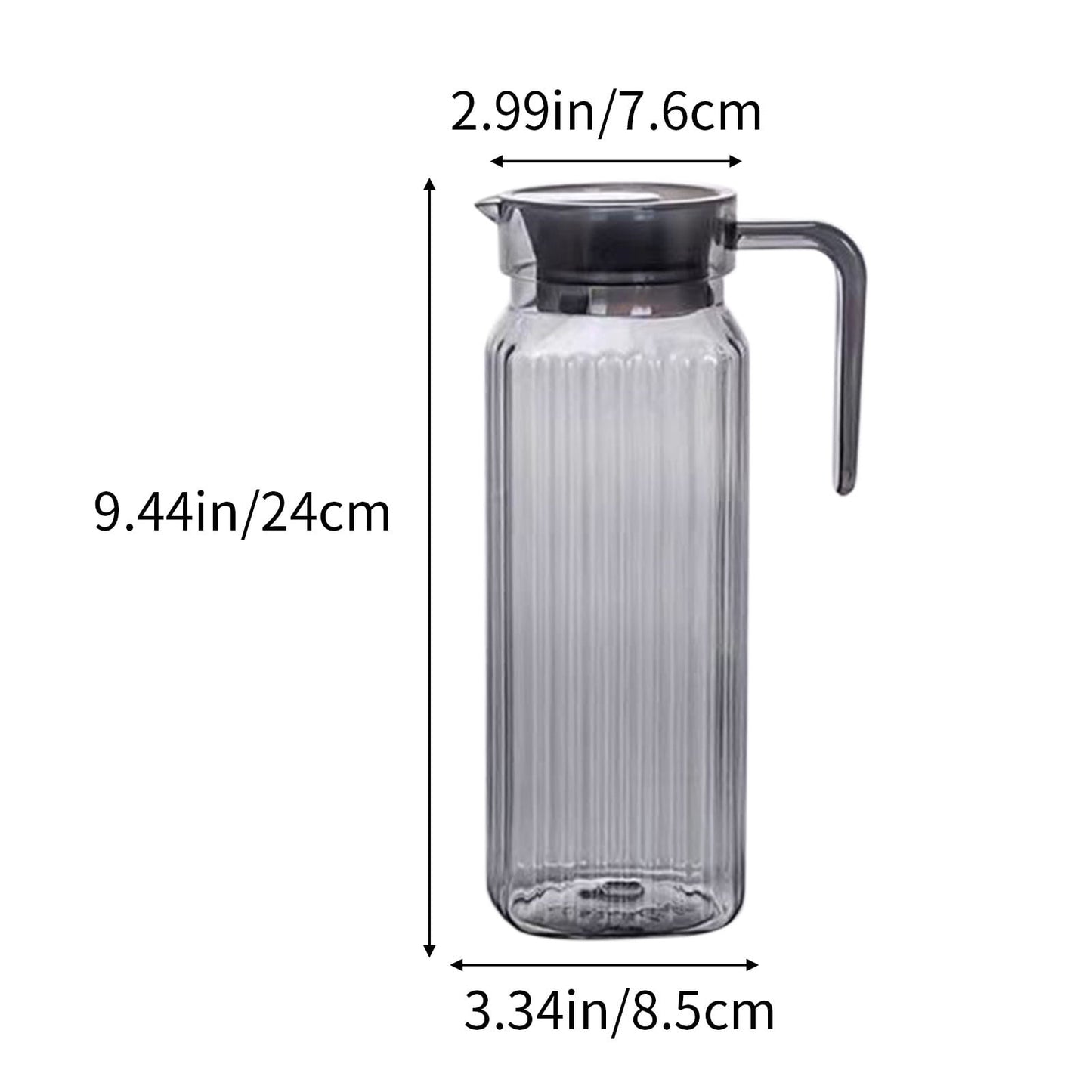 PALIFEUR Water Pitcher with Lid, 2 L Plastic Pitcher for Tea & Juice Water, Hot/Cold Water Jug, Tea Pitcher, Juice Pitcher, 13.5 x 7.2 x 4.7 Inch Z-3-Gray