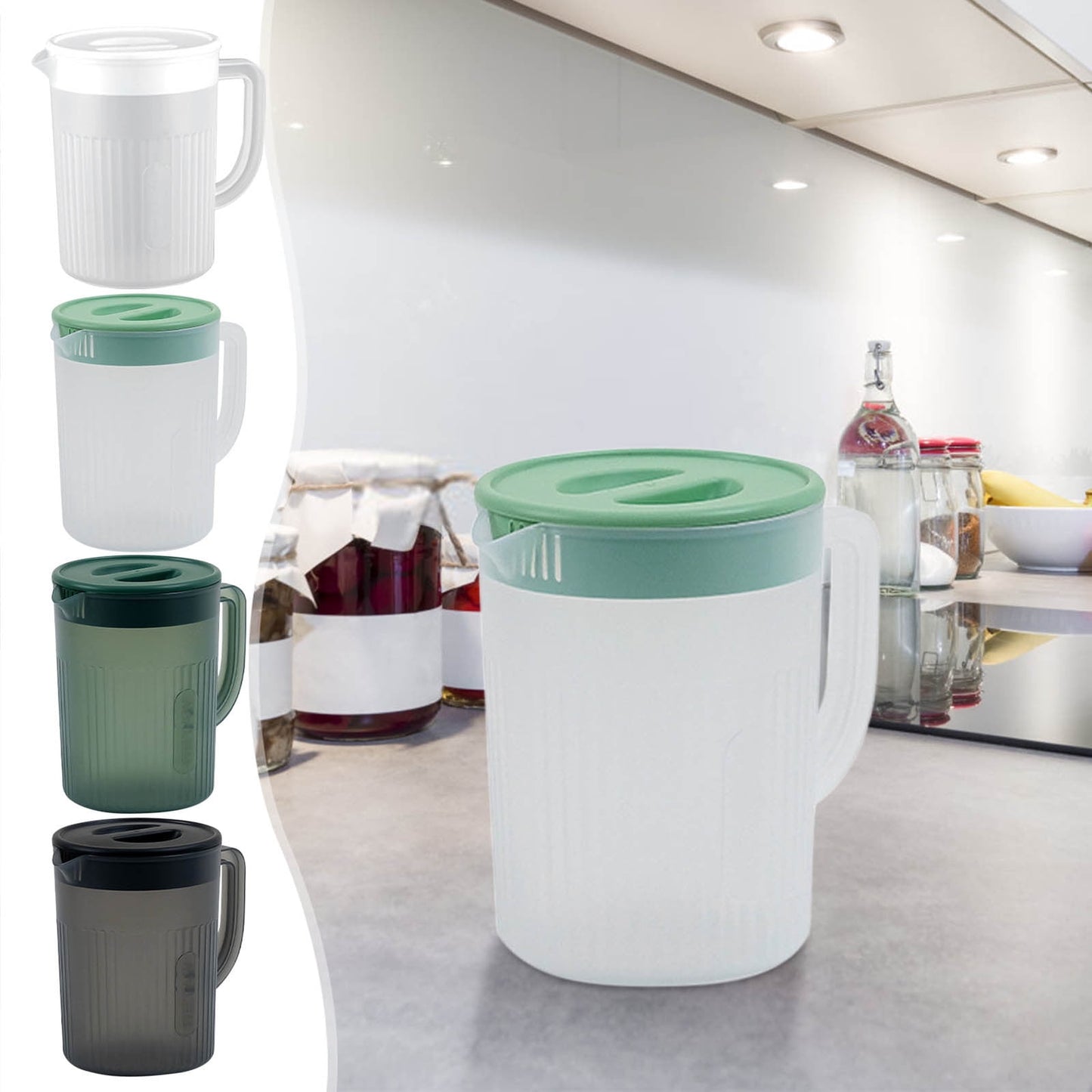 PALIFEUR Water Pitcher with Lid, 2 L Plastic Pitcher for Tea & Juice Water, Hot/Cold Water Jug, Tea Pitcher, Juice Pitcher, 13.5 x 7.2 x 4.7 Inch Z-4-B