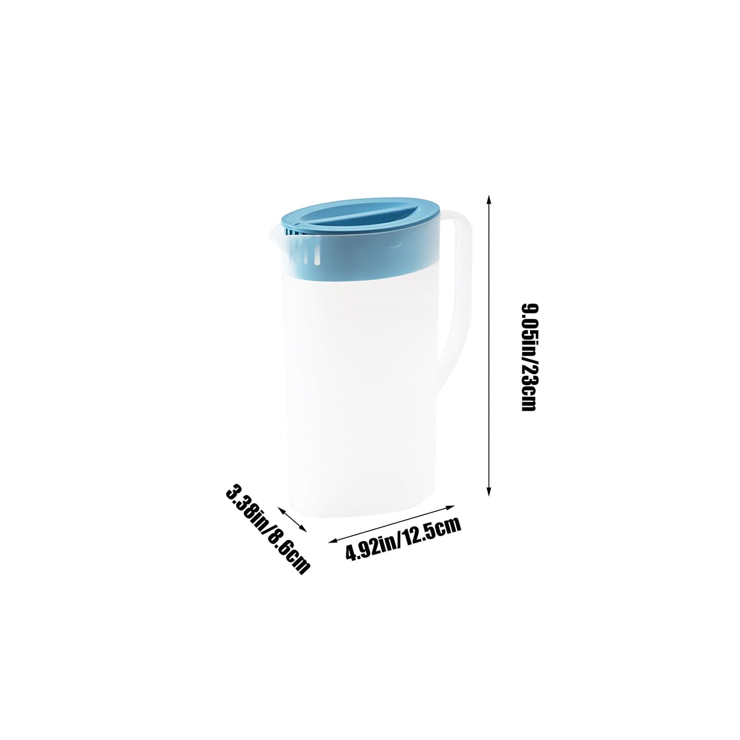 PALIFEUR Water Pitcher with Lid, 2 L Plastic Pitcher for Tea & Juice Water, Hot/Cold Water Jug, Tea Pitcher, Juice Pitcher, 13.5 x 7.2 x 4.7 Inch Z-6-Blue