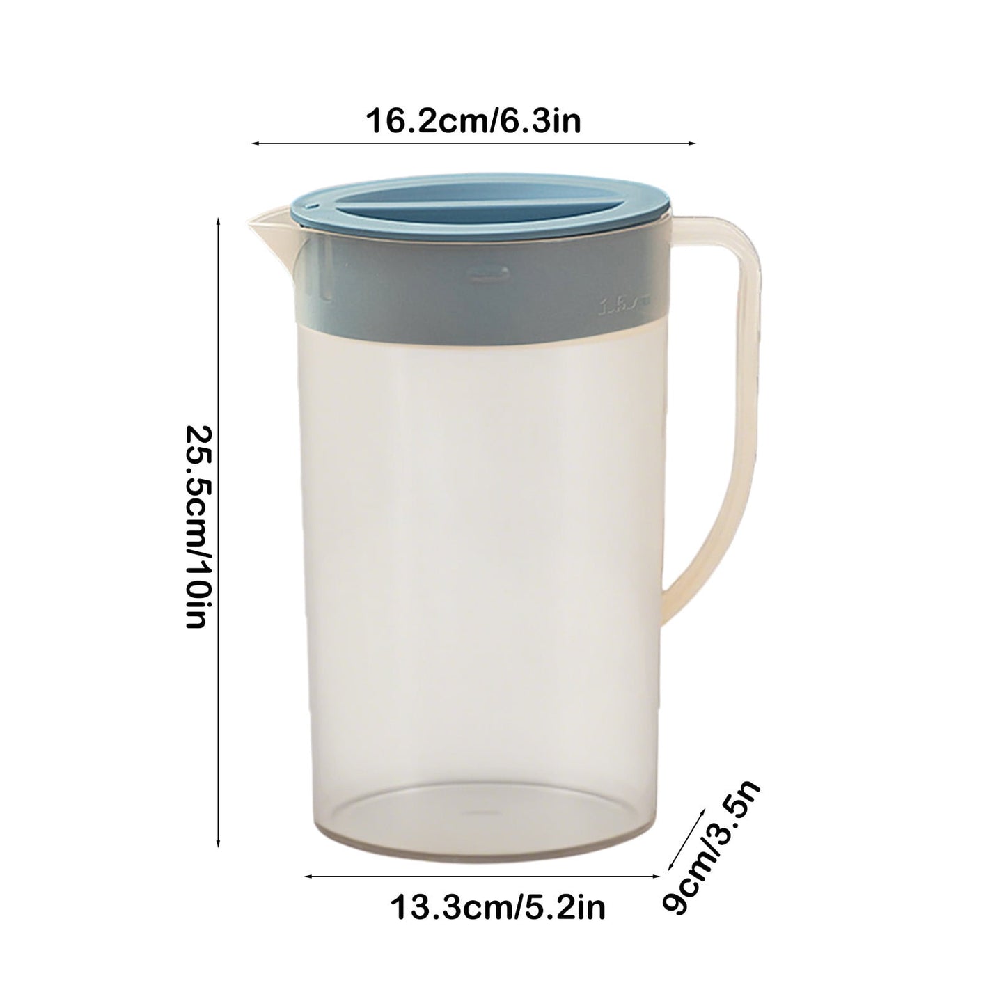 PALIFEUR Water Pitcher with Lid, 2 L Plastic Pitcher for Tea & Juice Water, Hot/Cold Water Jug, Tea Pitcher, Juice Pitcher, 13.5 x 7.2 x 4.7 Inch Z-8-Blue