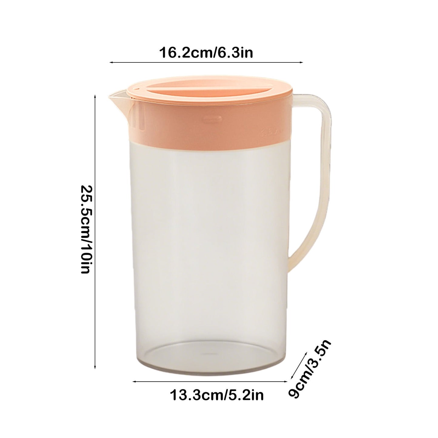 PALIFEUR Water Pitcher with Lid, 2 L Plastic Pitcher for Tea & Juice Water, Hot/Cold Water Jug, Tea Pitcher, Juice Pitcher, 13.5 x 7.2 x 4.7 Inch Z-8-Pink