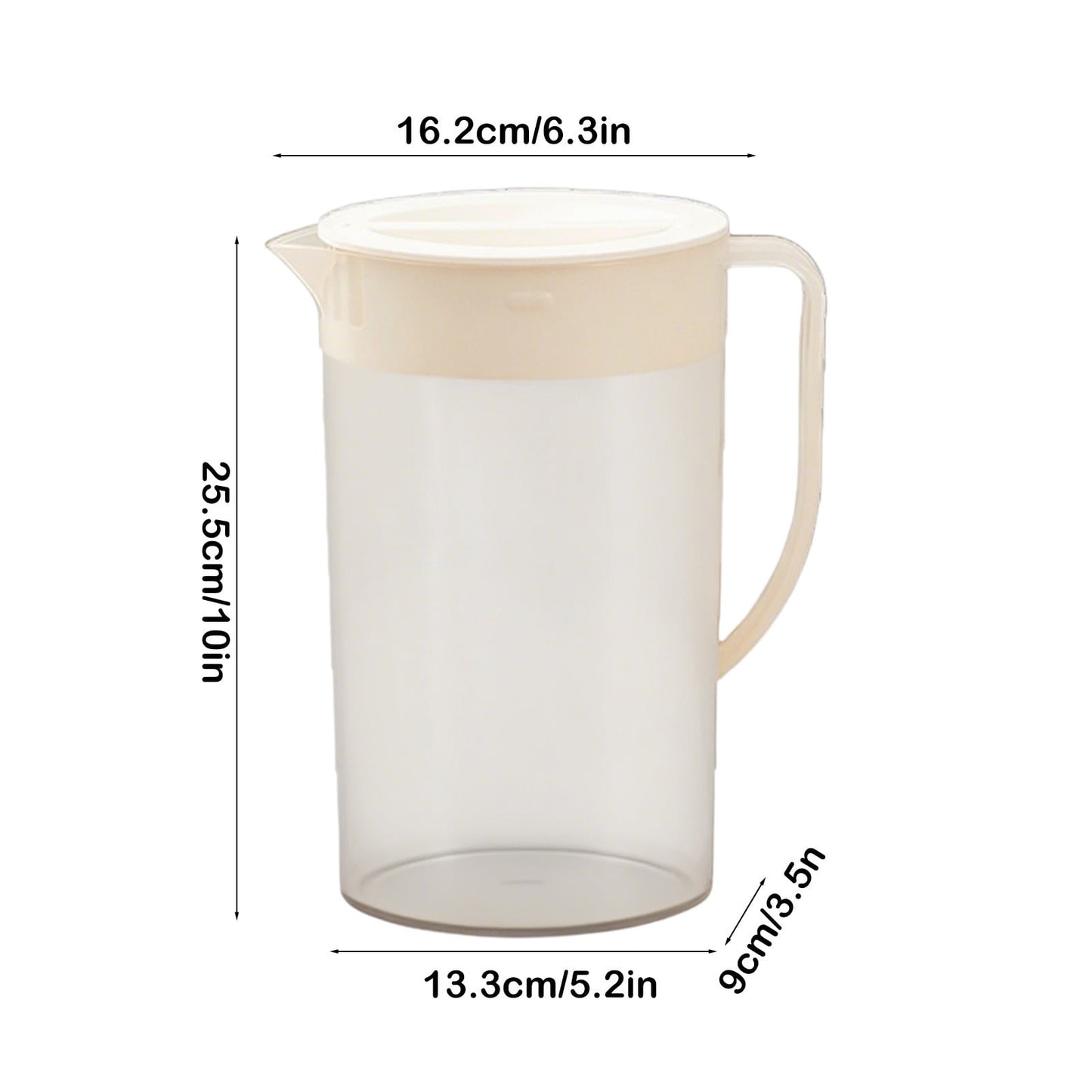 PALIFEUR Water Pitcher with Lid, 2 L Plastic Pitcher for Tea & Juice Water, Hot/Cold Water Jug, Tea Pitcher, Juice Pitcher, 13.5 x 7.2 x 4.7 Inch Z-8-White