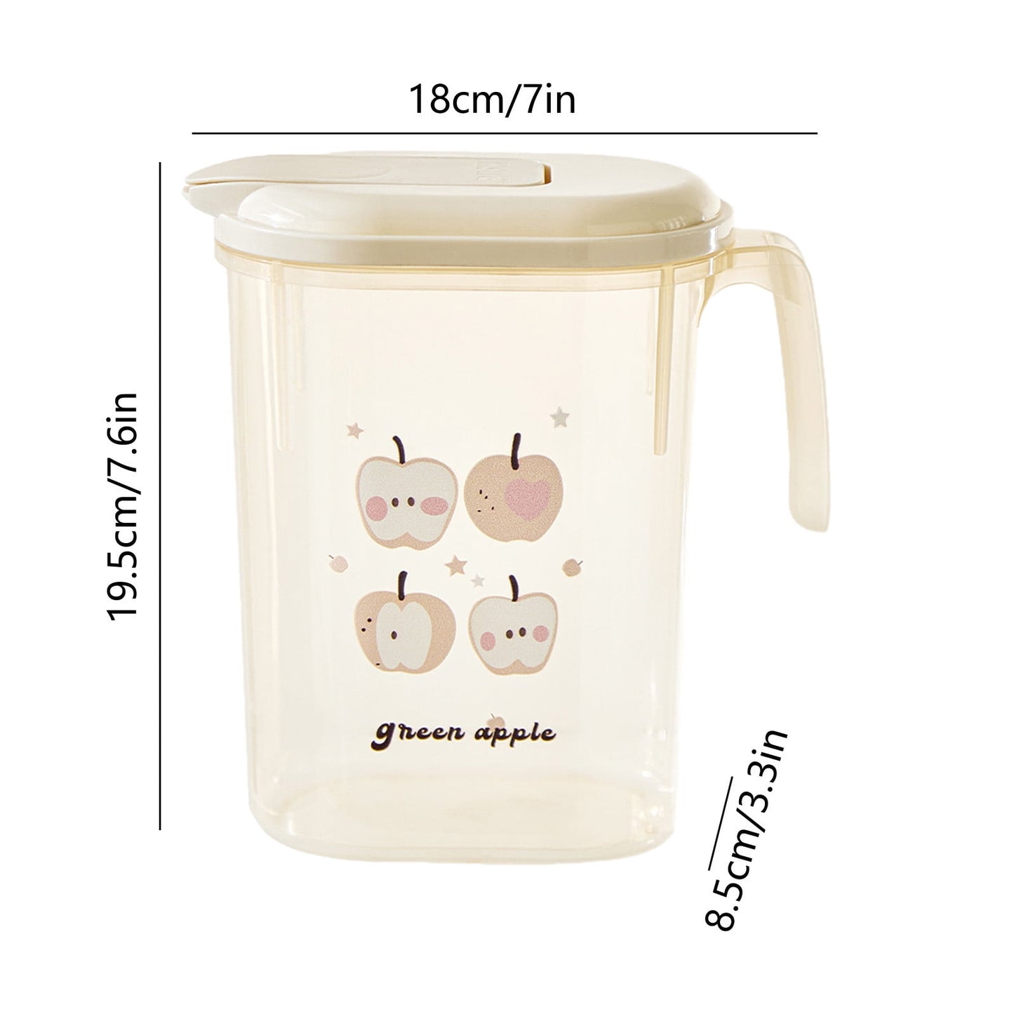 PALIFEUR Water Pitcher with Lid, 2 L Plastic Pitcher for Tea & Juice Water, Hot/Cold Water Jug, Tea Pitcher, Juice Pitcher, 13.5 x 7.2 x 4.7 Inch Z-9-Beige