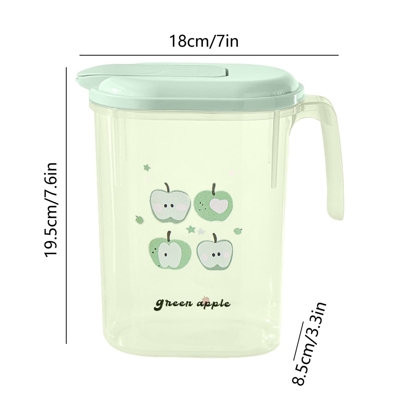 PALIFEUR Water Pitcher with Lid, 2 L Plastic Pitcher for Tea & Juice Water, Hot/Cold Water Jug, Tea Pitcher, Juice Pitcher, 13.5 x 7.2 x 4.7 Inch Z-9-Green