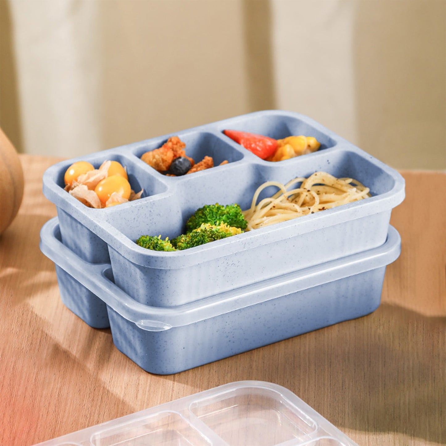 Xuniizn Bento Box Adult Lunch Box, Containers for Adults Men Women, Lunchable Food Container with Utensils, Sauce Jar, Muffin Liners, Microwave & Dishwasher Safe Blue#10