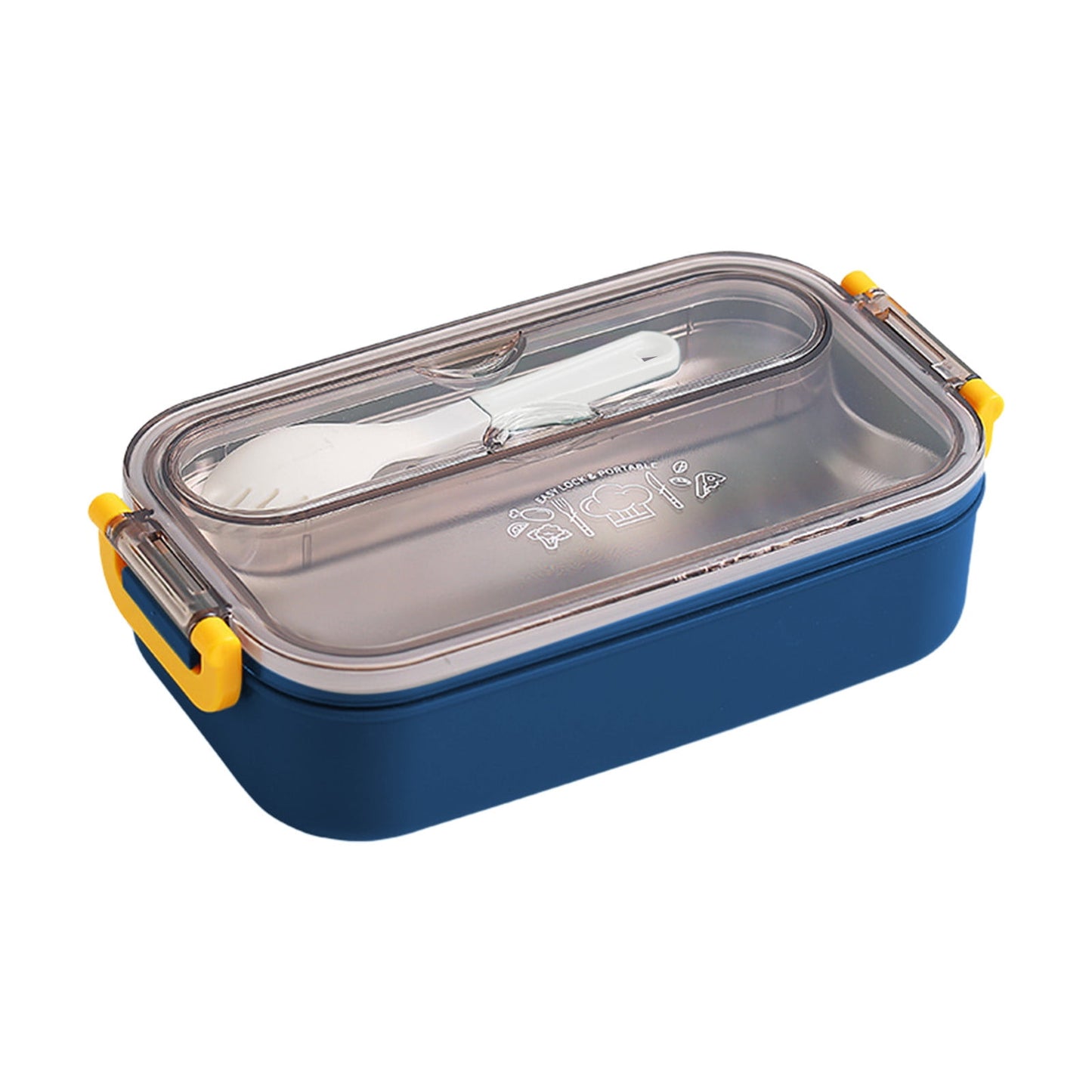 Xuniizn Bento Box Adult Lunch Box, Containers for Adults Men Women, Lunchable Food Container with Utensils, Sauce Jar, Muffin Liners, Microwave & Dishwasher Safe Blue#9