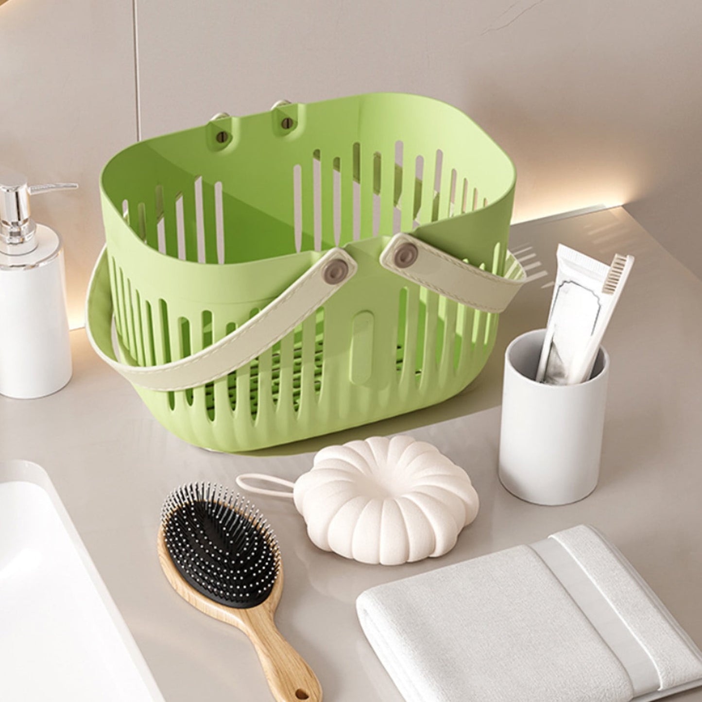 Xuniizn Plastic Shower Caddy Portable Bucket, Cleaning Shower Basket with Handle Compartments Storage Organizer for Bathroom Kitchen College Dorm Sink Green