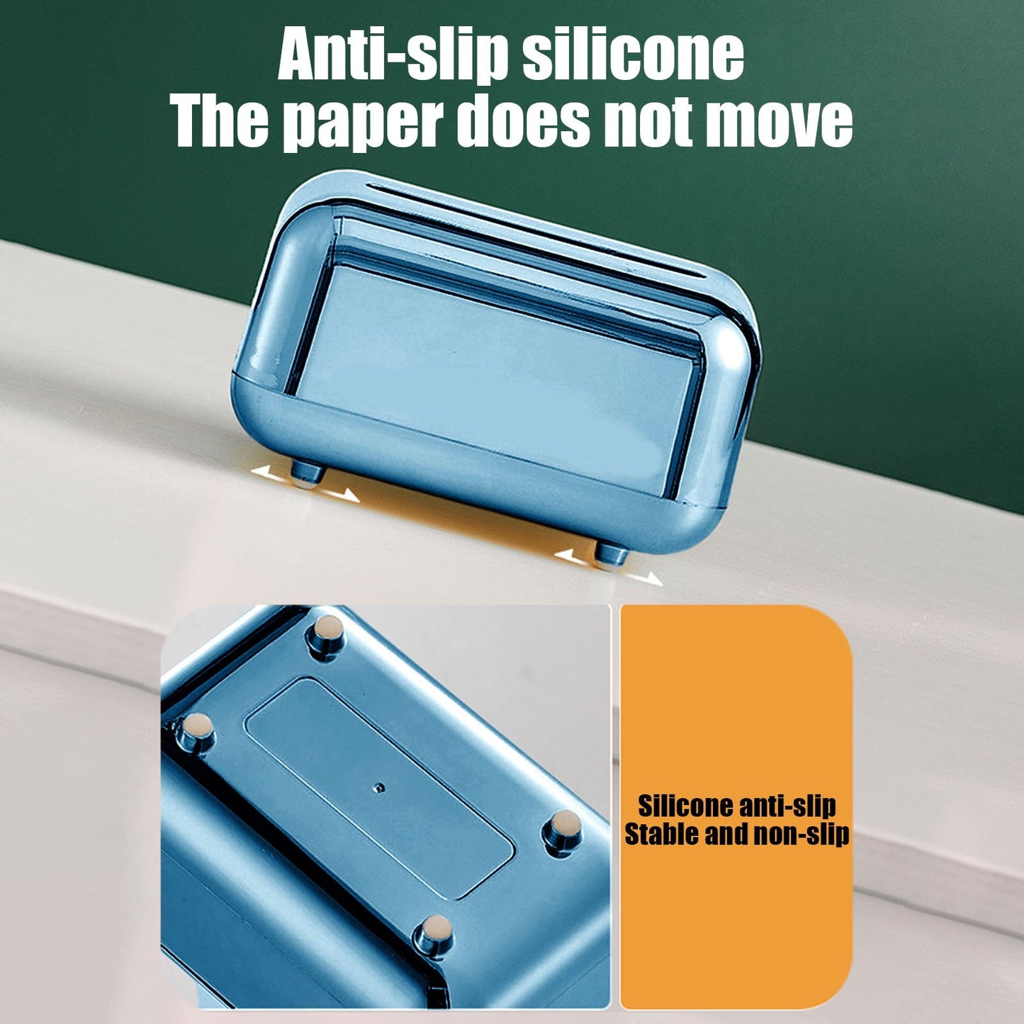 Xuniizn Tissue Box Cover Square 6x4x5" - Acrylic Tissue Box Holder, Elegant Tissue Holder & Napkin Dispenser for Home - Modern Kleenex Box Covers for Office, Restaurant, Gold Blue(6.3x3.94x4.72")