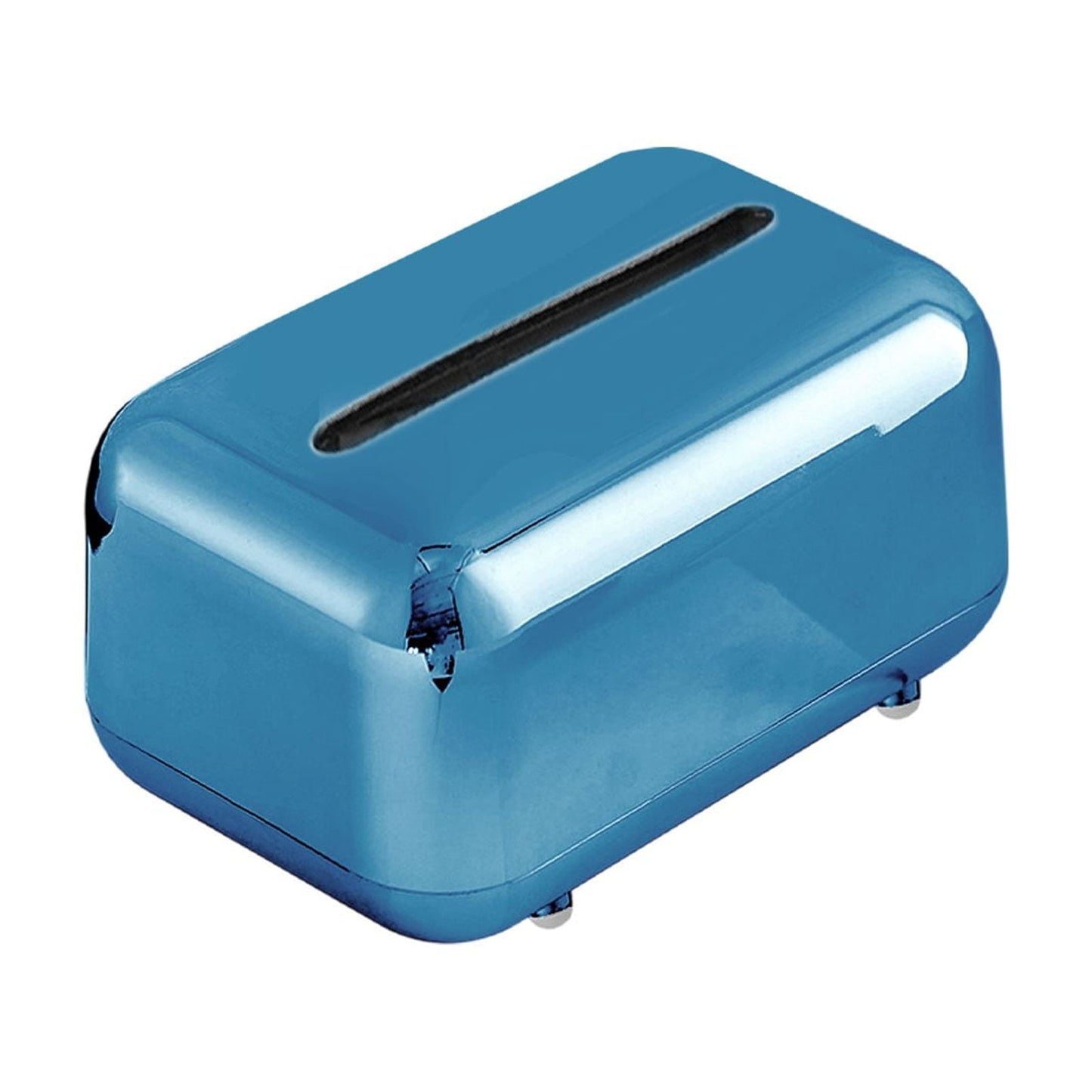 Xuniizn Tissue Box Cover Square 6x4x5" - Acrylic Tissue Box Holder, Elegant Tissue Holder & Napkin Dispenser for Home - Modern Kleenex Box Covers for Office, Restaurant, Gold Blue(6.3x3.94x4.72")