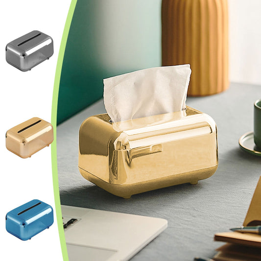 Xuniizn Tissue Box Cover Square 6x4x5" - Acrylic Tissue Box Holder, Elegant Tissue Holder & Napkin Dispenser for Home - Modern Kleenex Box Covers for Office, Restaurant, Gold Gold(6.3x3.94x4.72")