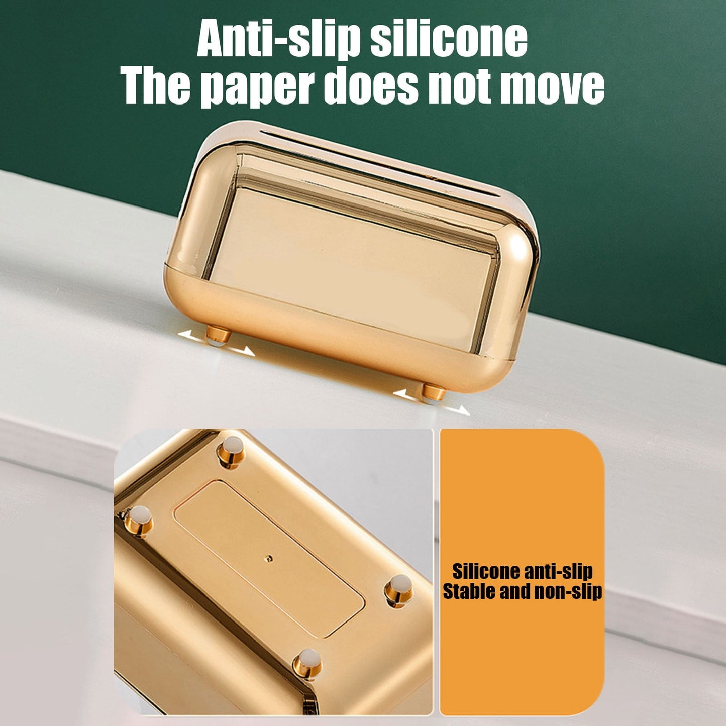 Xuniizn Tissue Box Cover Square 6x4x5" - Acrylic Tissue Box Holder, Elegant Tissue Holder & Napkin Dispenser for Home - Modern Kleenex Box Covers for Office, Restaurant, Gold Gold(6.3x3.94x4.72")