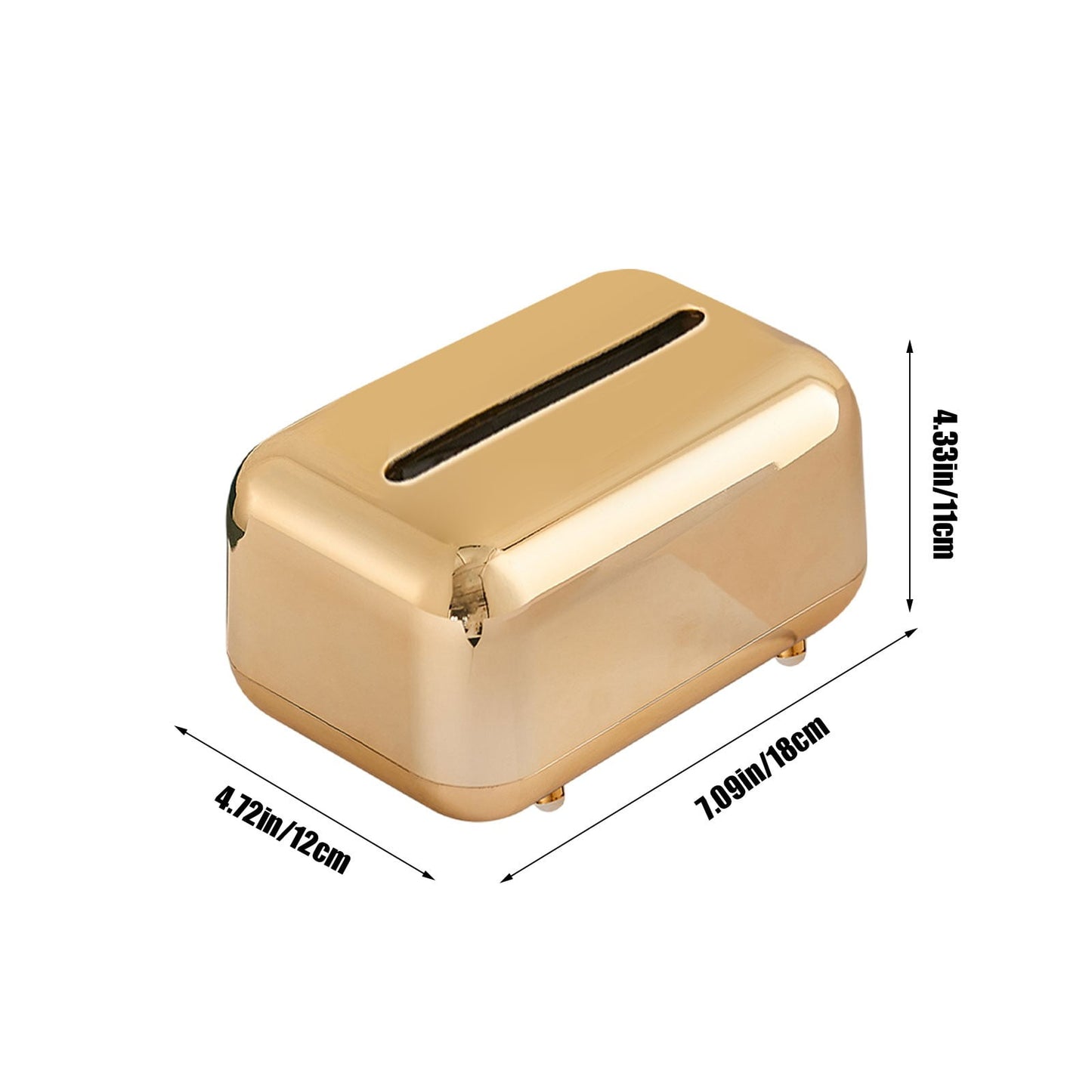 Xuniizn Tissue Box Cover Square 6x4x5" - Acrylic Tissue Box Holder, Elegant Tissue Holder & Napkin Dispenser for Home - Modern Kleenex Box Covers for Office, Restaurant, Gold Gold(6.3x3.94x4.72")