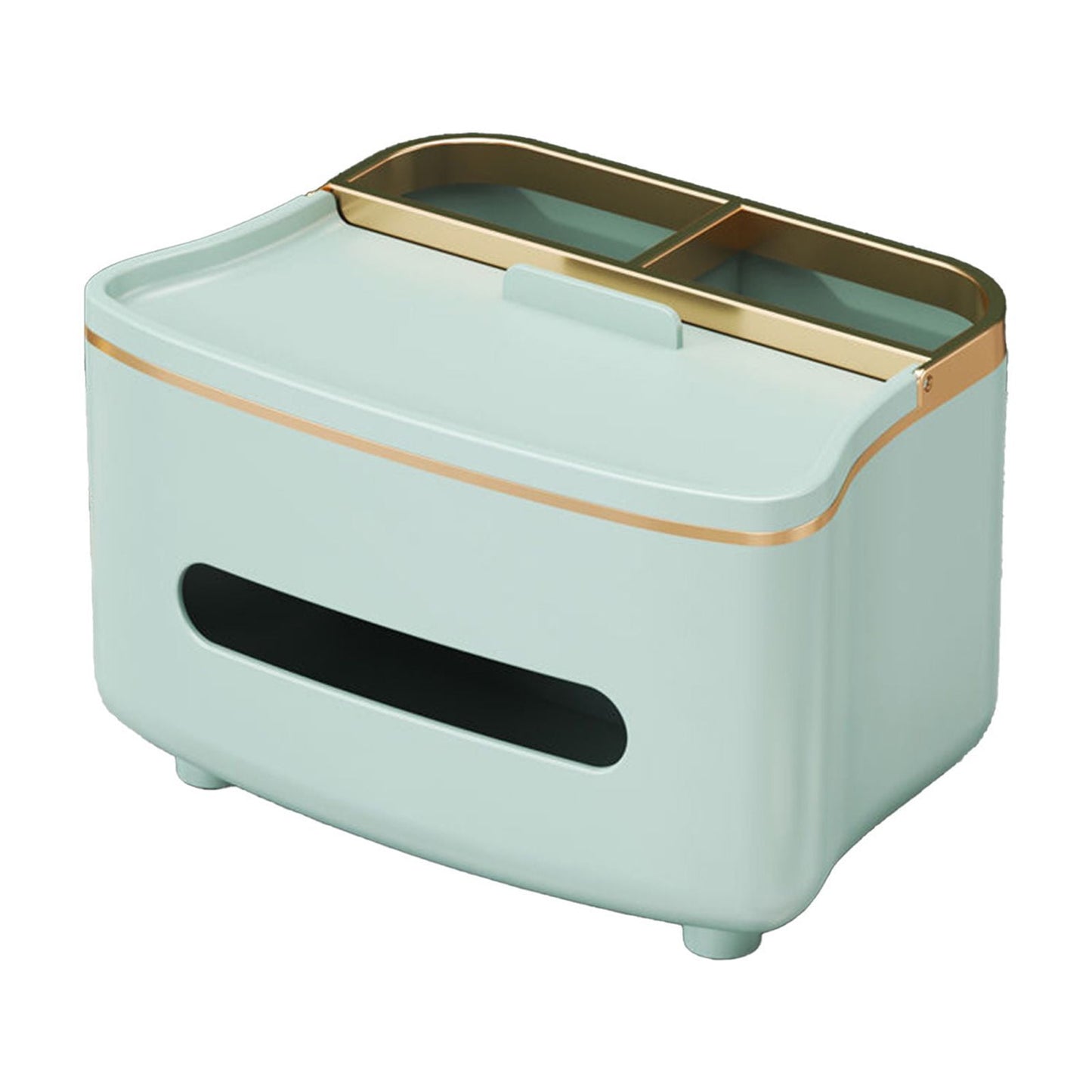 Xuniizn Tissue Box Cover Square 6x4x5" - Acrylic Tissue Box Holder, Elegant Tissue Holder & Napkin Dispenser for Home - Modern Kleenex Box Covers for Office, Restaurant, Gold Green(8.46x6.1x4.92")