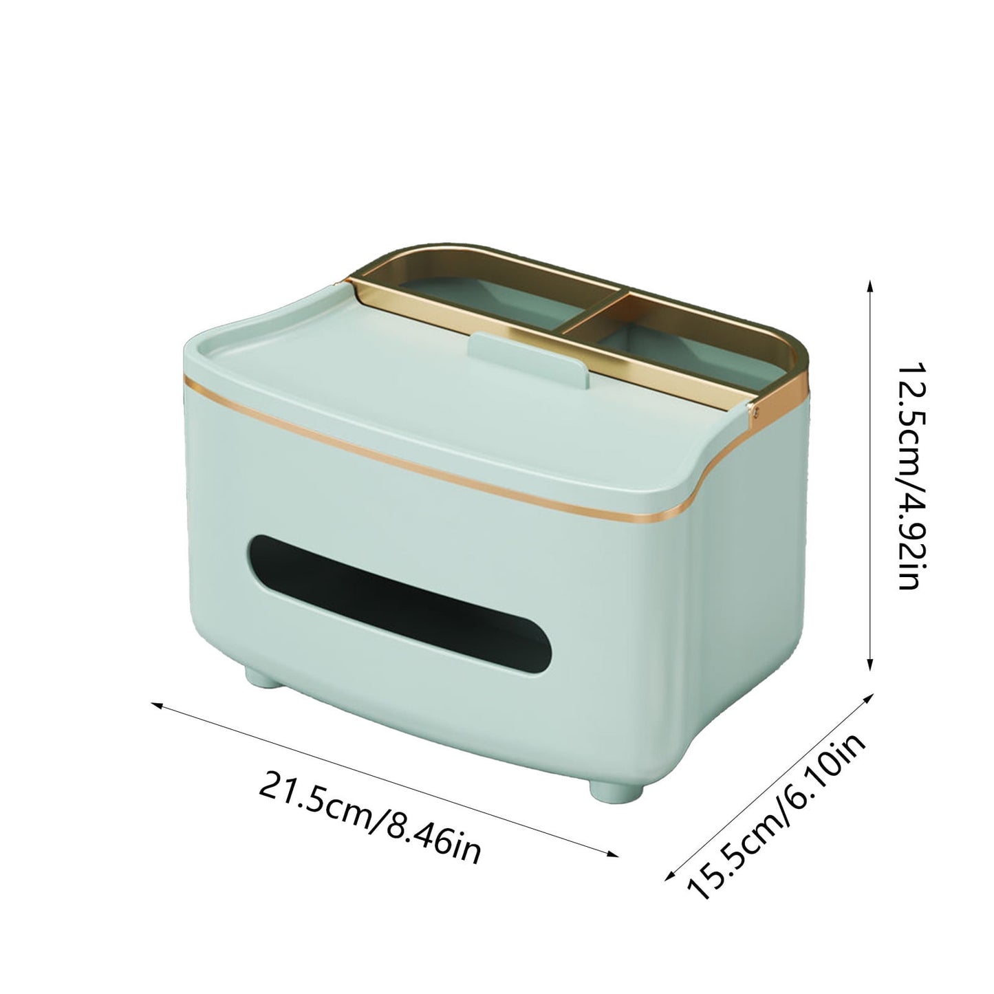 Xuniizn Tissue Box Cover Square 6x4x5" - Acrylic Tissue Box Holder, Elegant Tissue Holder & Napkin Dispenser for Home - Modern Kleenex Box Covers for Office, Restaurant, Gold Green(8.46x6.1x4.92")