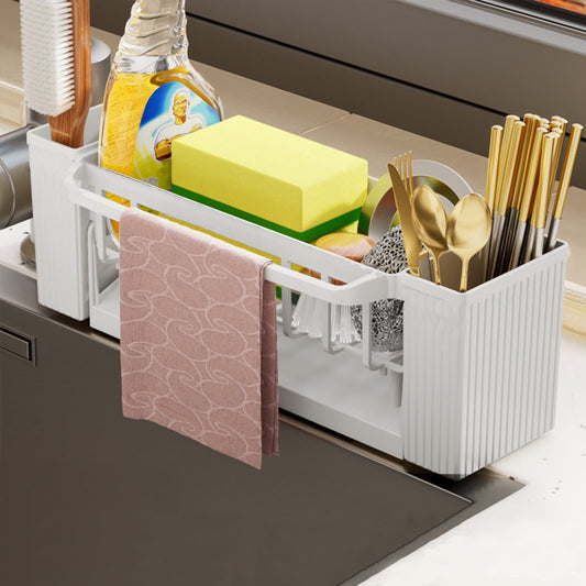 PALIFEUR Sponge Holder for Kitchen Sink, Kitchen Sink Organizer Rustproof 304 Stainless Steel Detachable Dishcloth Rack Sink Caddy, Kitchen Sponge Holder Bathroom Organizer Brush Holder Storage XC_#Beige