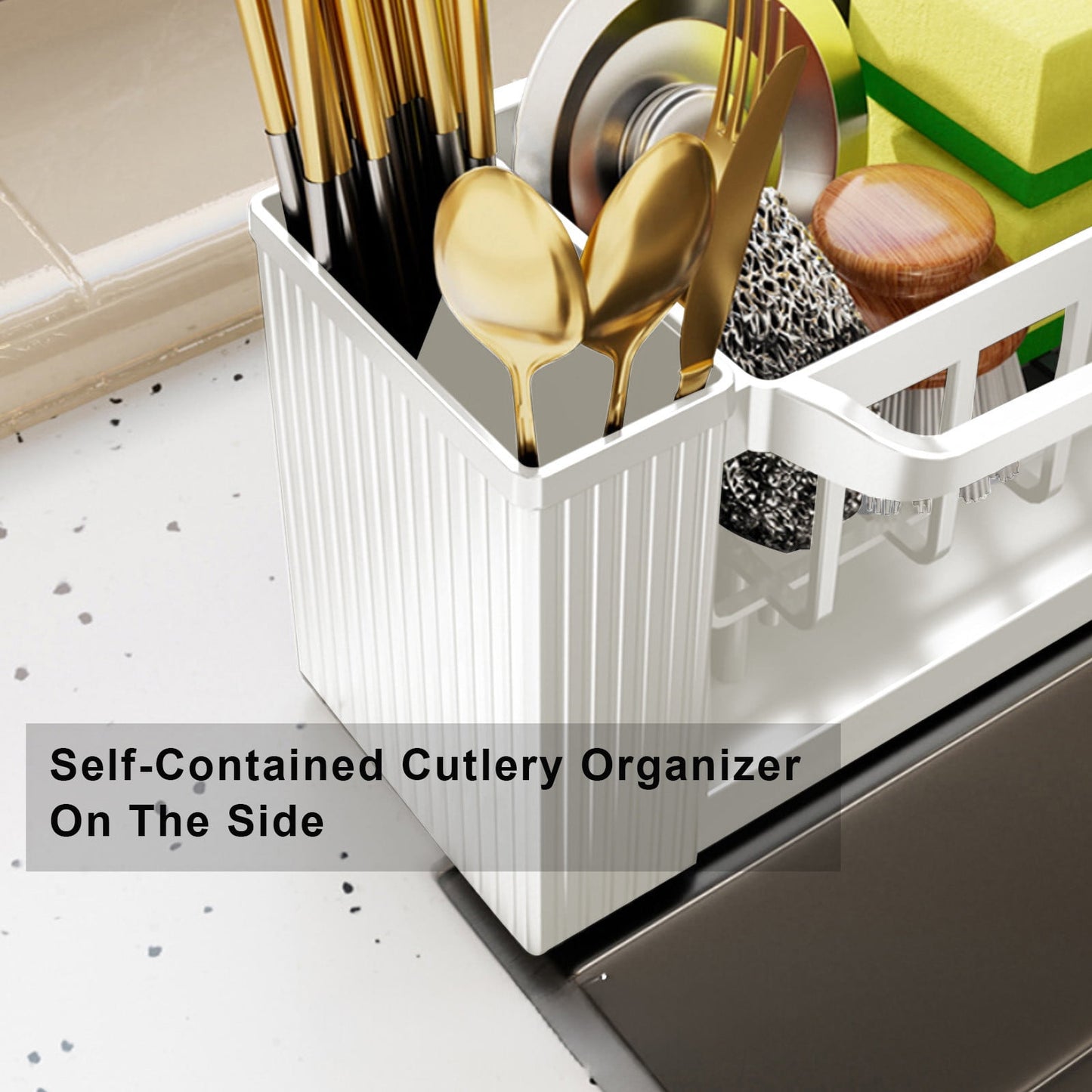 PALIFEUR Sponge Holder for Kitchen Sink, Kitchen Sink Organizer Rustproof 304 Stainless Steel Detachable Dishcloth Rack Sink Caddy, Kitchen Sponge Holder Bathroom Organizer Brush Holder Storage XC_#Beige