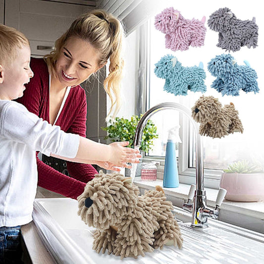 PALIFEUR Hangable Towels Cute Dog Hand Towels, Highly Absorbent Kitchen Towels Soft Thicker Hand Towels for Bathroom Funny Cartoon Gifts for Women Kitchen Bathroom Decor, Blue Coffee
