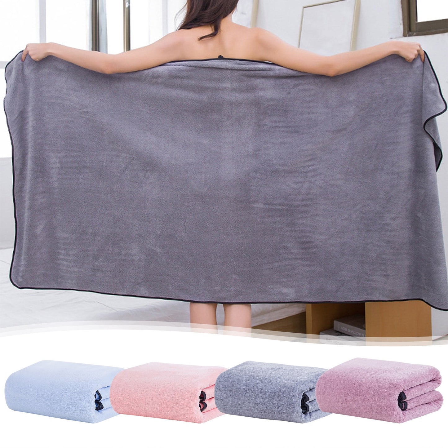 PALIFEUR Extra Large Bath Towels, Soft Highly Absorbent Bath Towels Microfiber Velvet Towels Lightweight Quick Drying Towels for Bathroom Beach, Spa, Shower, Hotel-27.5×55.1"-Gray A_#Pink