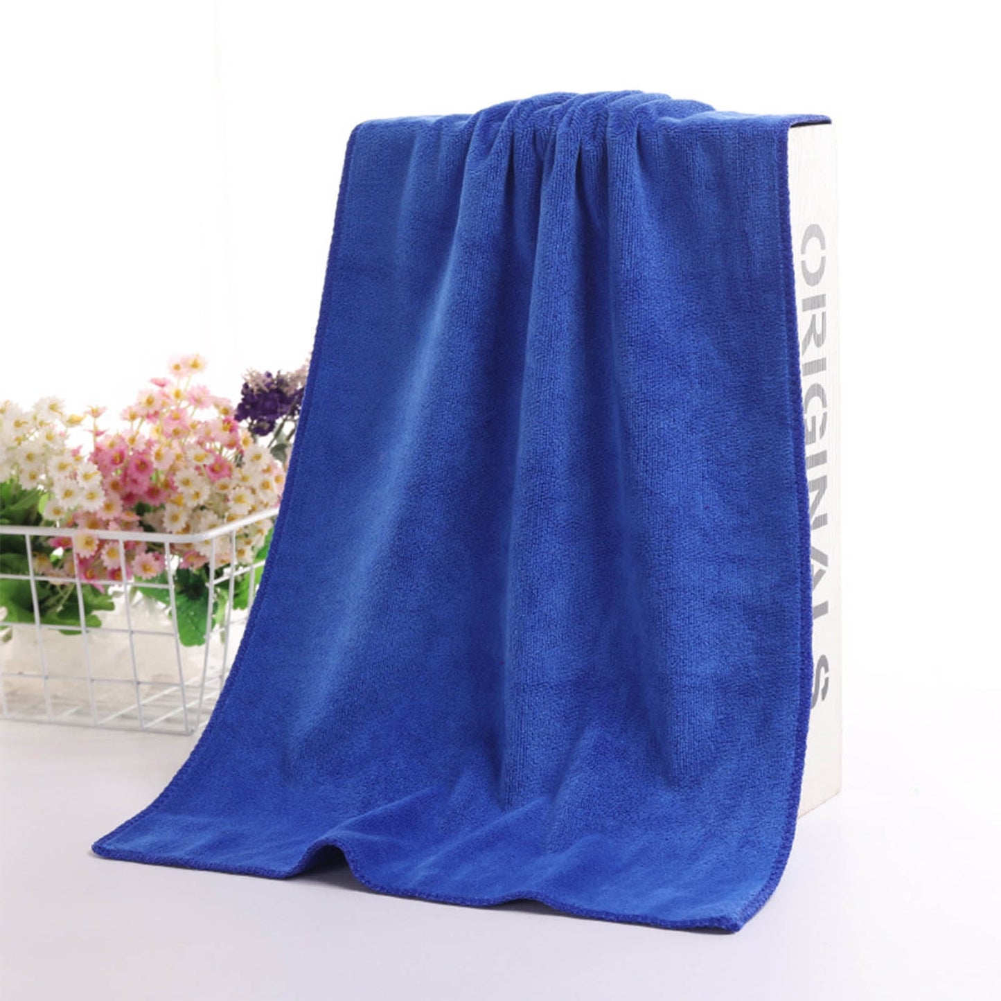 PALIFEUR Microfiber Towel 29.5x13.8", 2 PACK Soft Lightweight Bath Towels Quick-Drying Towels Highly Absorbent Wash Cloths, Towels for Bathroom, Body, Gym, Shower, Hotel(White) A_#Blue【2pcs】