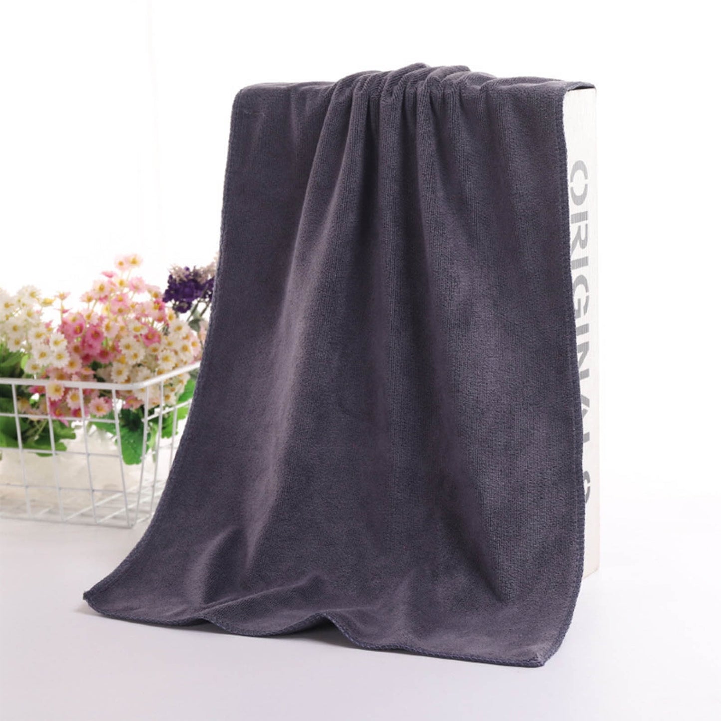 PALIFEUR Microfiber Towel 29.5x13.8", 2 PACK Soft Lightweight Bath Towels Quick-Drying Towels Highly Absorbent Wash Cloths, Towels for Bathroom, Body, Gym, Shower, Hotel(White) A_#Gray【2pcs】