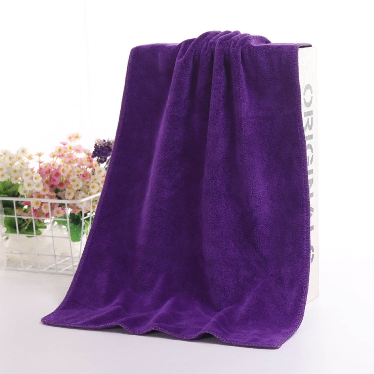 PALIFEUR Microfiber Towel 29.5x13.8", 2 PACK Soft Lightweight Bath Towels Quick-Drying Towels Highly Absorbent Wash Cloths, Towels for Bathroom, Body, Gym, Shower, Hotel(White) A_#Purple【2pcs】