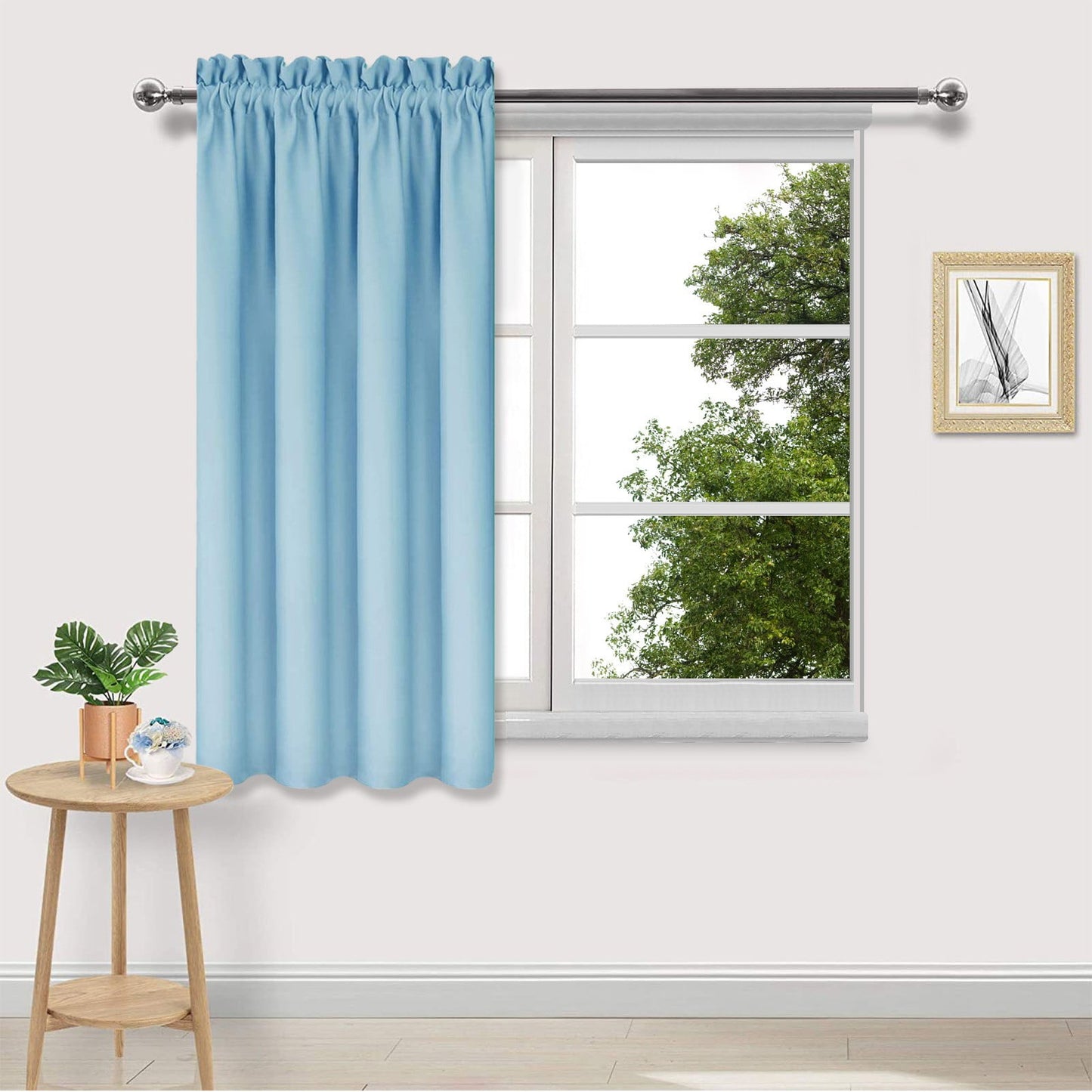 Xuniizn Blackout Curtains for Bedroom Thermal Insulated - 100%Polyester Black Out Curtains 2 Panels Set Room Darkening Window Curtains for Living Room, Light Blue CTN-LB