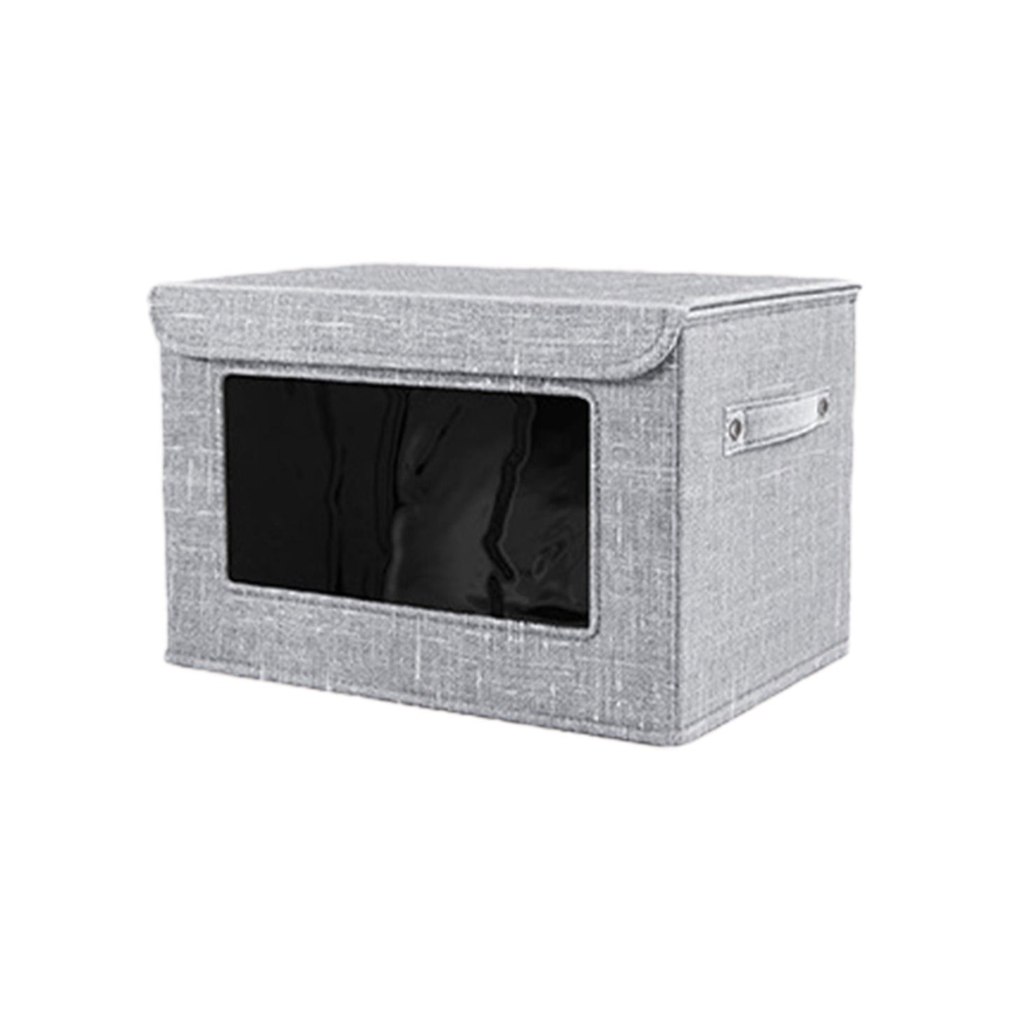 Wzzjkit Clothes Storage Bins, Foldable Storage Bin for Clothes, Clothing Storage Bins with Lid, Linen Storage Box with Clear Window＆ Zippers＆ Sturdy Handles S