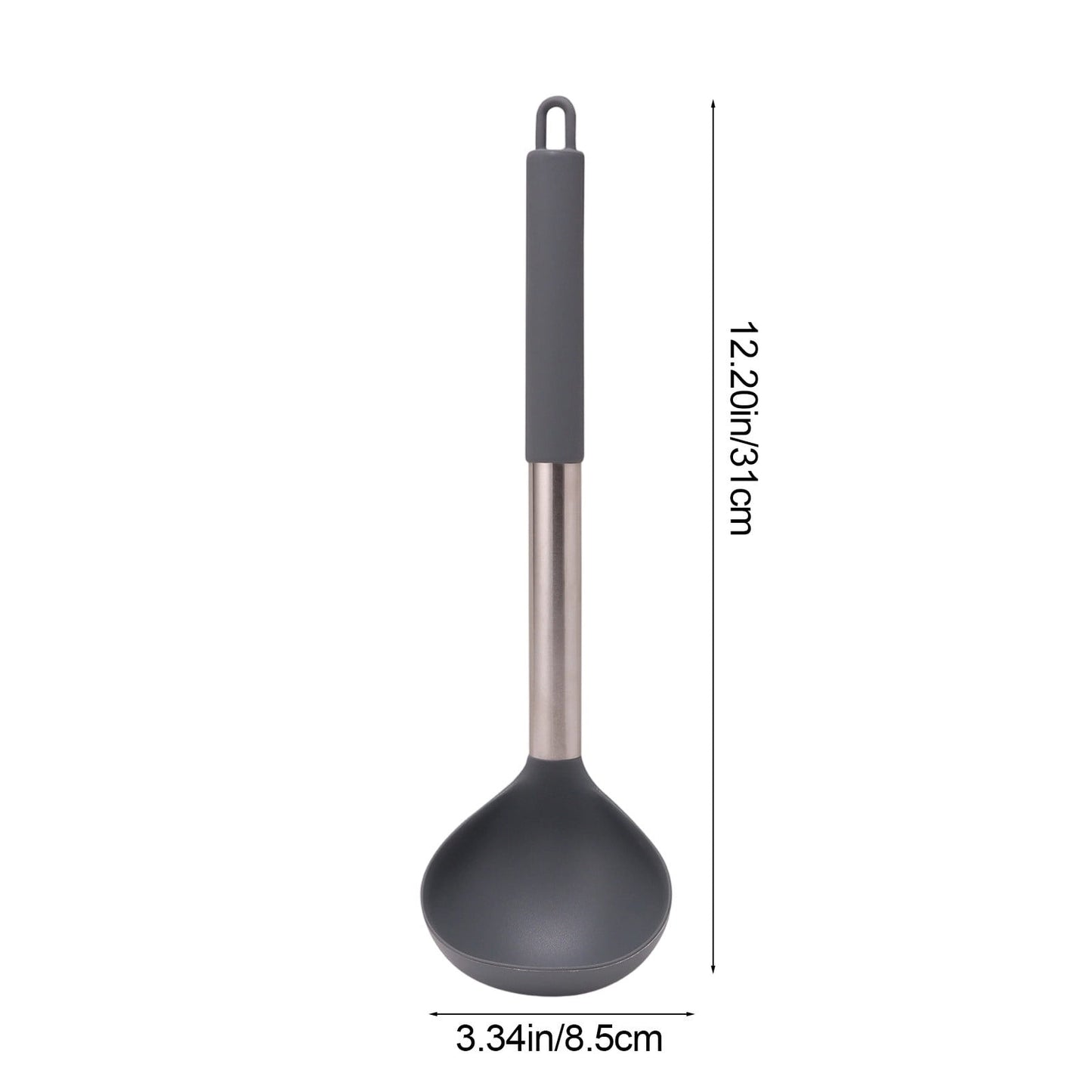 Tyidzon Kitchen Soup Ladle, Heat Resistant Silicone Ladle Lightweight Non Stick Kitchen Tools Spoons for Cooking, Stirring, Serving Soups(Red, 12") Gray