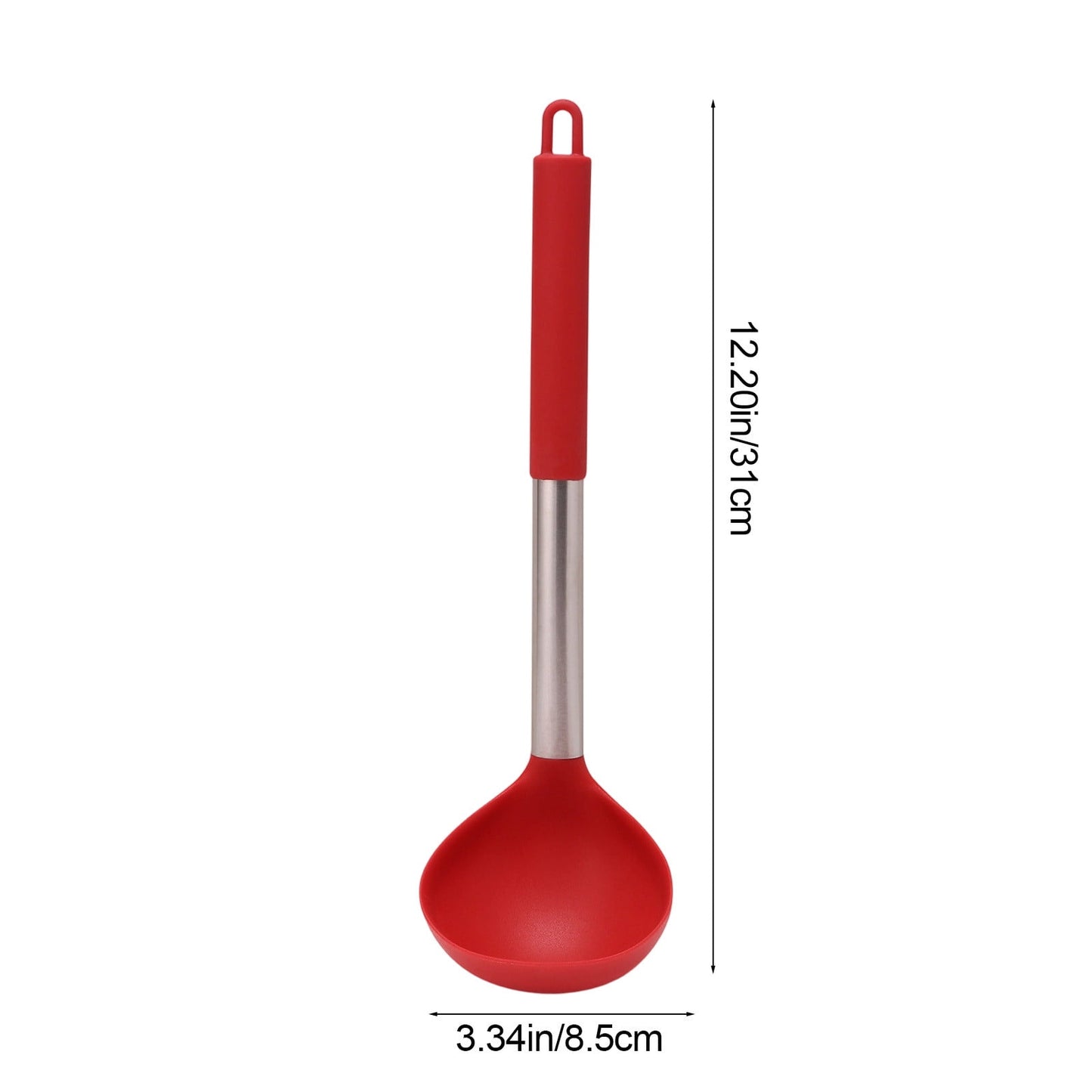 Tyidzon Kitchen Soup Ladle, Heat Resistant Silicone Ladle Lightweight Non Stick Kitchen Tools Spoons for Cooking, Stirring, Serving Soups(Red, 12") Red