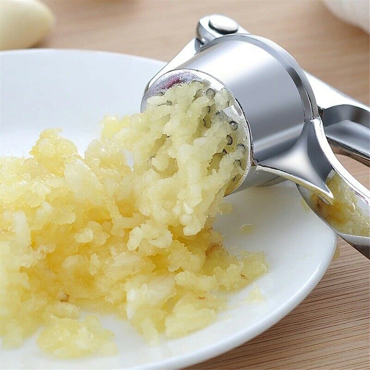 Stainless Steel Garlic Press Rocker, Garlic Mincer With Studs, Heavy Duty Garlic Chopper, Effective Garlic Peeler, Easy to Clean Kitchen Gadget for Minced Garlic, Dishwasher Safe 【Best Seller】C