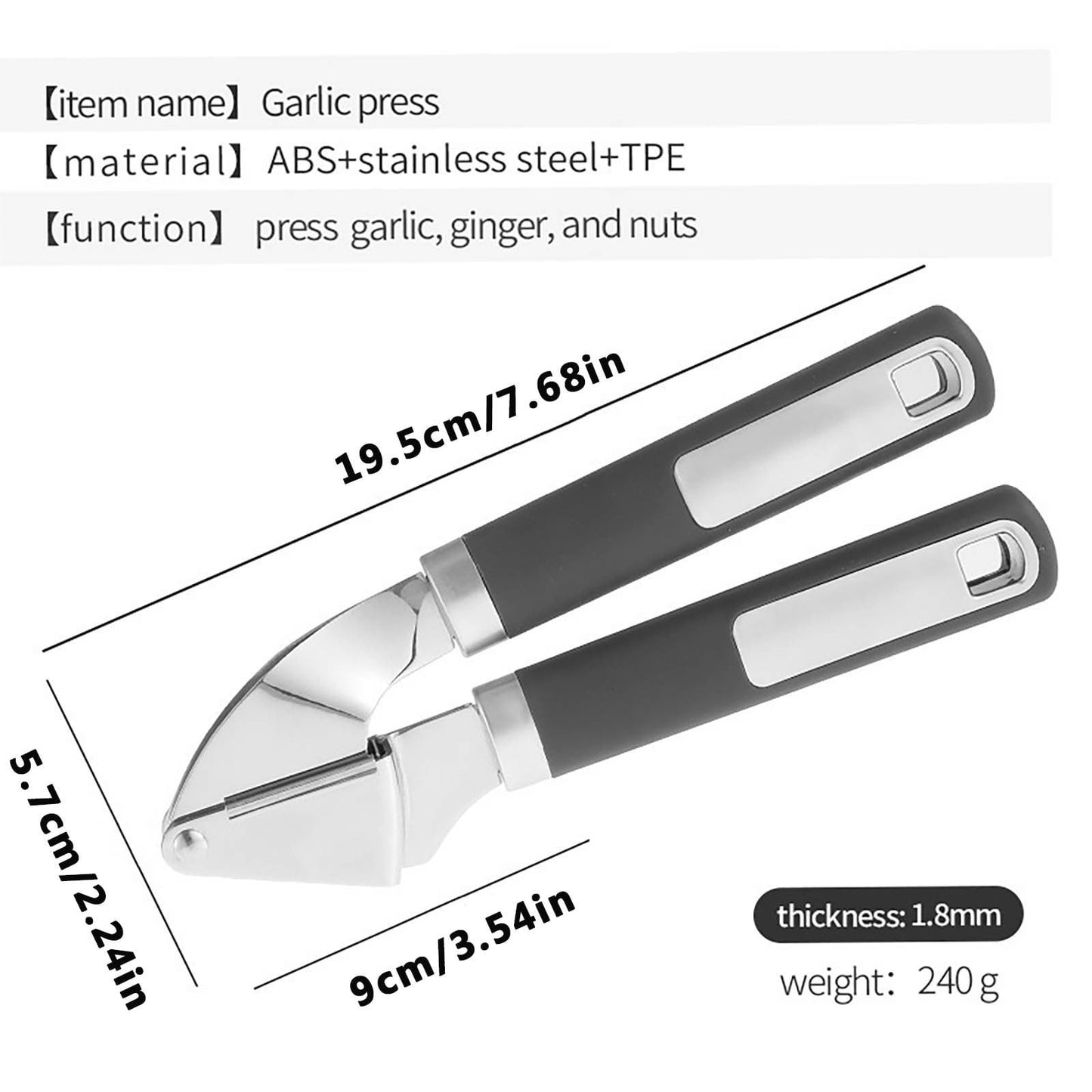 Stainless Steel Garlic Press Rocker, Garlic Mincer With Studs, Heavy Duty Garlic Chopper, Effective Garlic Peeler, Easy to Clean Kitchen Gadget for Minced Garlic, Dishwasher Safe 【Best Seller】E
