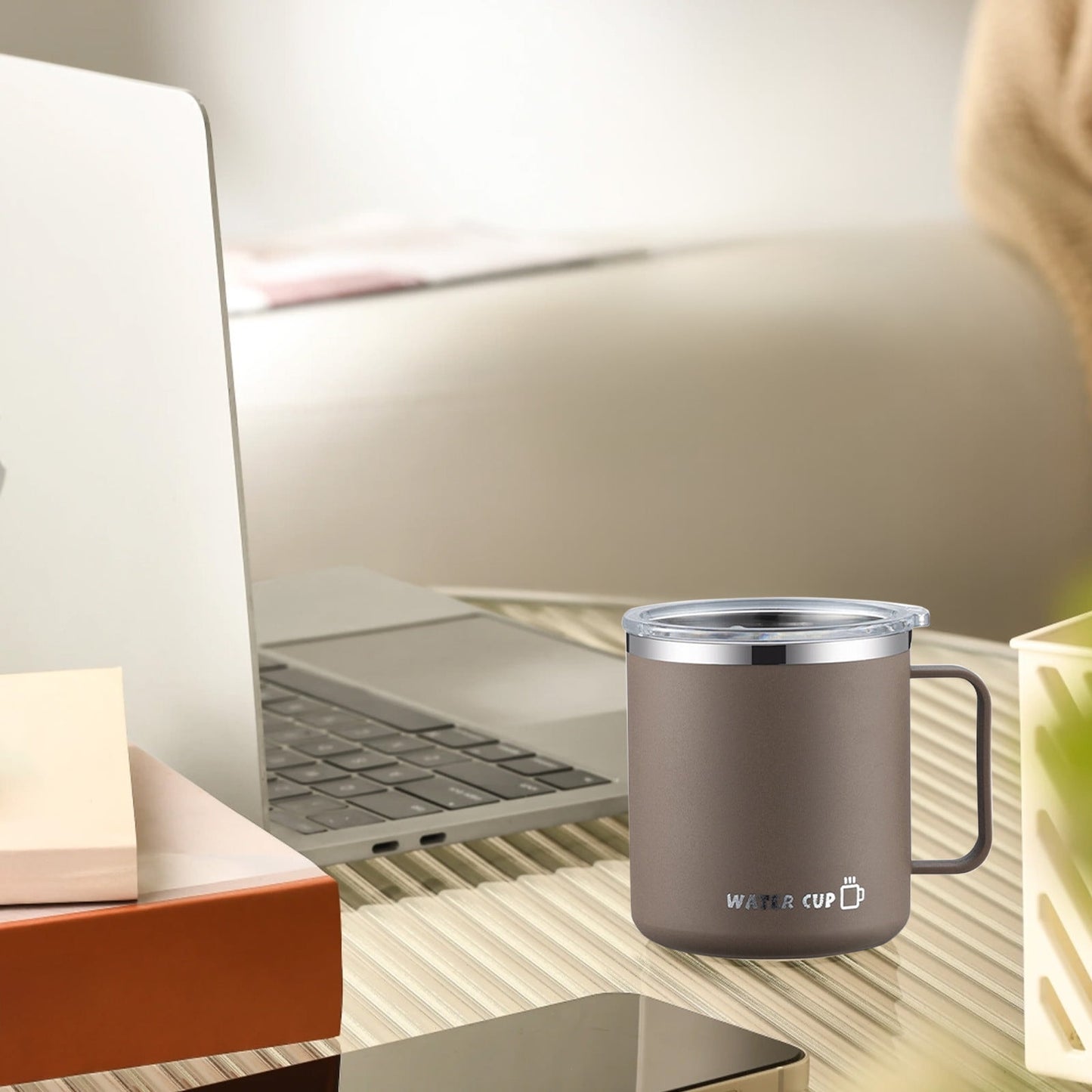 Insulated Coffee Mug with Handle & Lid - 17oz Stainless Steel Travel Tumbler, Double Wall Vacuum (Black) by PALIFEUR 07_【Extended保温】 24-Hour Temperature Retention Coffee Cup