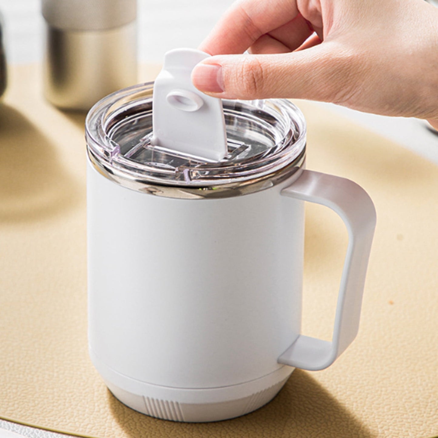 Insulated Coffee Mug with Handle & Lid - 17oz Stainless Steel Travel Tumbler, Double Wall Vacuum (Black) by PALIFEUR 11_【Office Essential】 Desktop Smart Temperature Control Coffee Mug