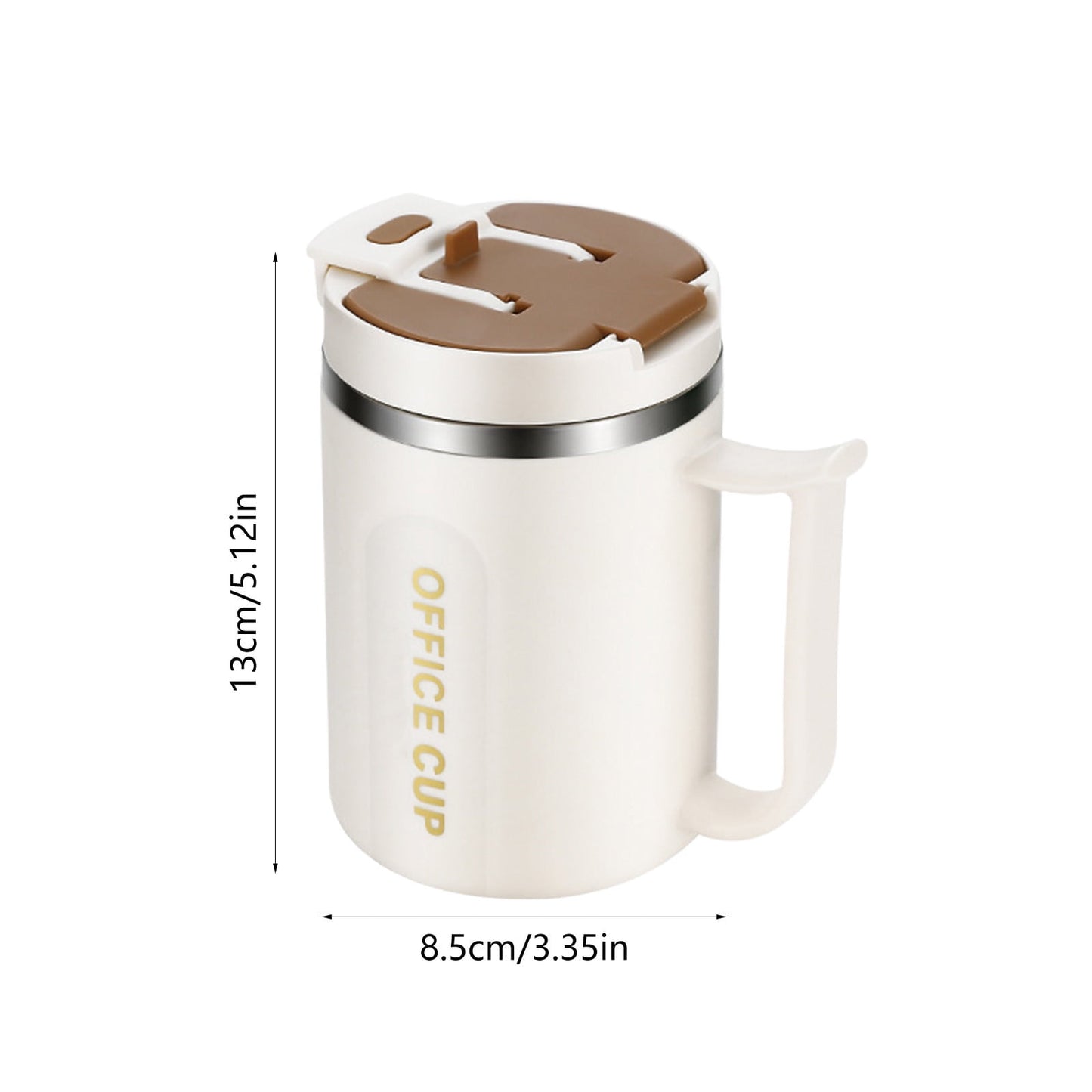 Insulated Coffee Mug with Handle & Lid - 17oz Stainless Steel Travel Tumbler, Double Wall Vacuum (Black) by PALIFEUR 15_【Student Favorite】 Creative College Style Coffee Mug