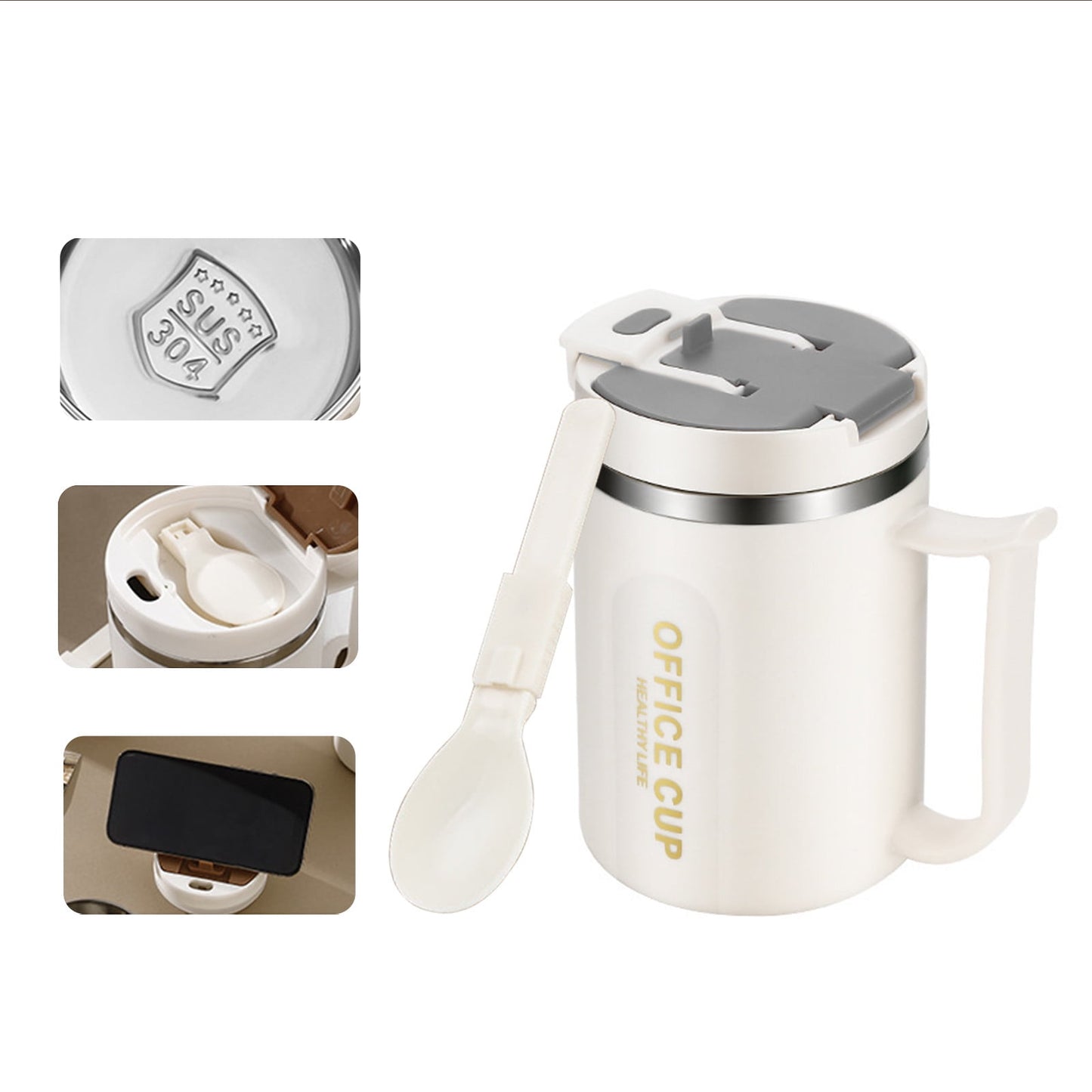 Insulated Coffee Mug with Handle & Lid - 17oz Stainless Steel Travel Tumbler, Double Wall Vacuum (Black) by PALIFEUR 16_【Perfect Gift】 Premium Gift Box Coffee Mug Set