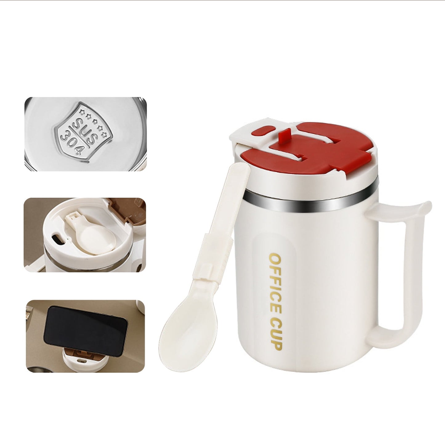 Insulated Coffee Mug with Handle & Lid - 17oz Stainless Steel Travel Tumbler, Double Wall Vacuum (Black) by PALIFEUR 17_【Holiday Exclusive】 Christmas Themed Coffee Mug