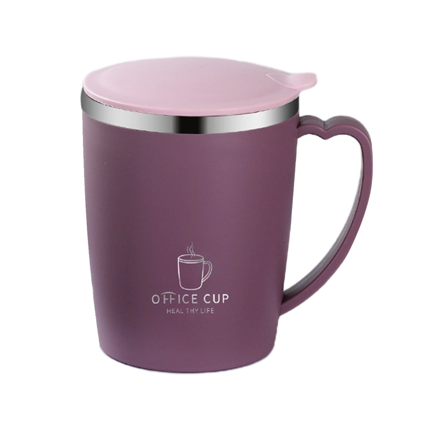 Insulated Coffee Mug with Handle & Lid - 17oz Stainless Steel Travel Tumbler, Double Wall Vacuum (Black) by PALIFEUR 19_【Corporate Gifts】 Company Logo Customized Coffee Cup