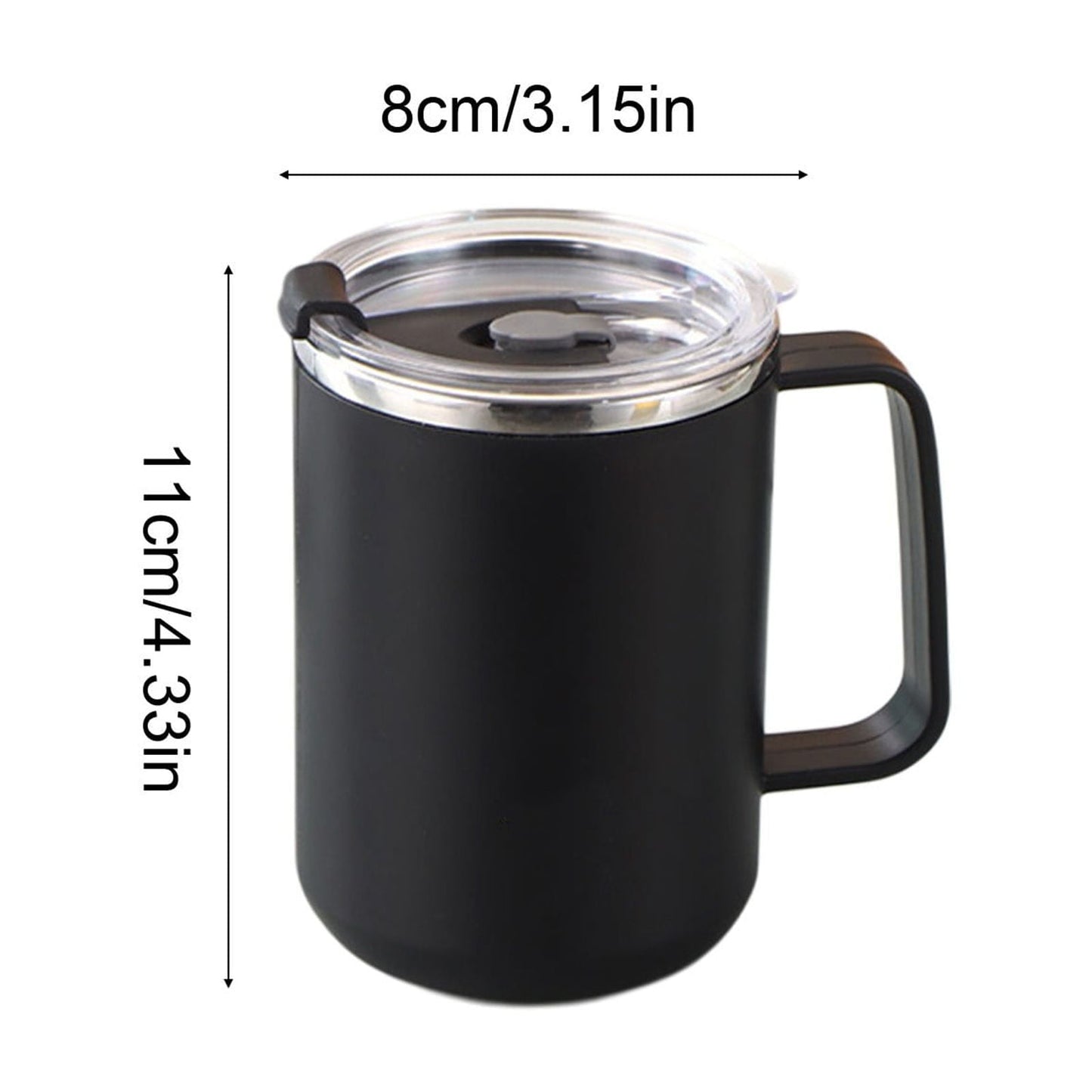 Insulated Coffee Mug with Handle & Lid - 17oz Stainless Steel Travel Tumbler, Double Wall Vacuum (Black) by PALIFEUR 21_【Price Drop】 Now Available at a Reduced Price!