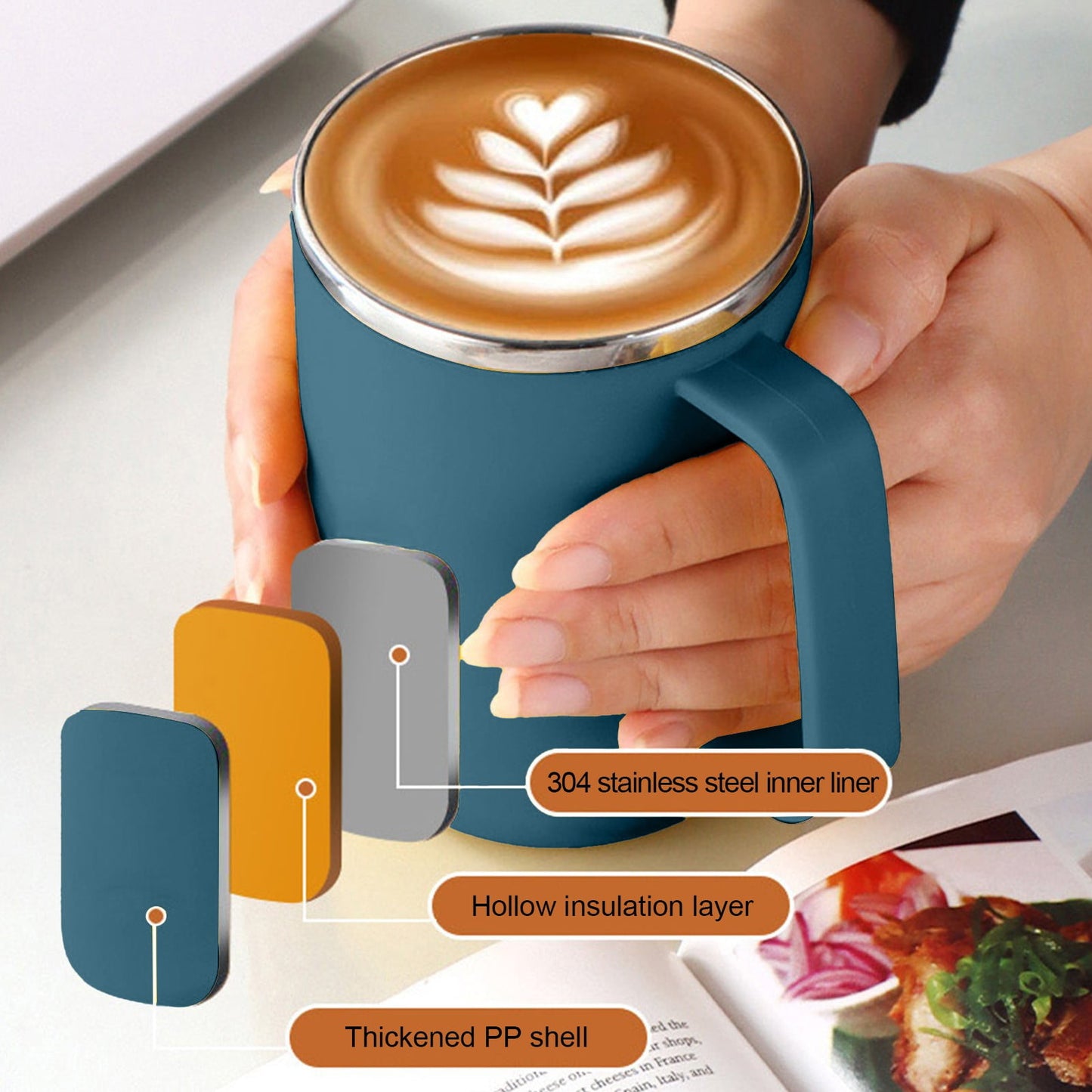 Insulated Coffee Mug with Handle & Lid - 17oz Stainless Steel Travel Tumbler, Double Wall Vacuum (Black) by PALIFEUR 22_【Special Savings】 Enjoy Reduced Pricing for a Limited Time!