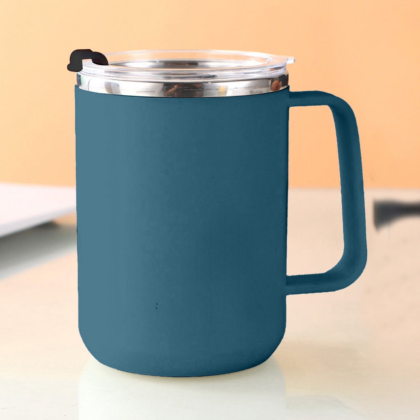 Insulated Coffee Mug with Handle & Lid - 17oz Stainless Steel Travel Tumbler, Double Wall Vacuum (Black) by PALIFEUR 22_【Special Savings】 Enjoy Reduced Pricing for a Limited Time!